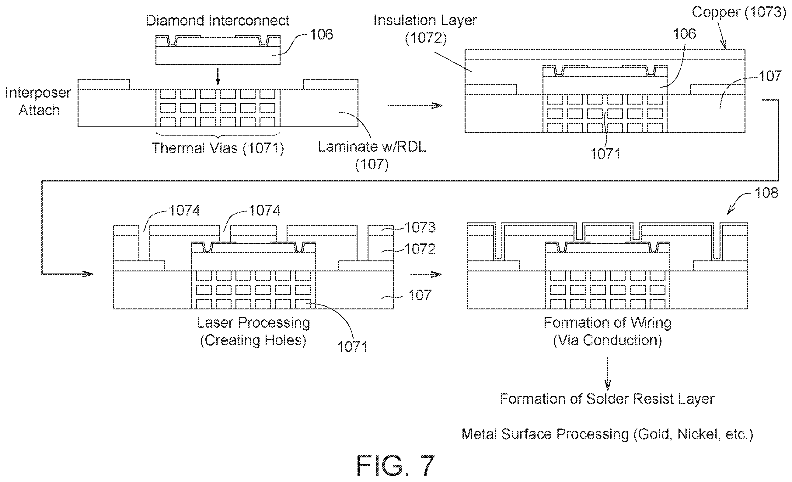 Patent US12564049 Figure 7 – Diamond enhanced advanced ICs and advanced IC packages