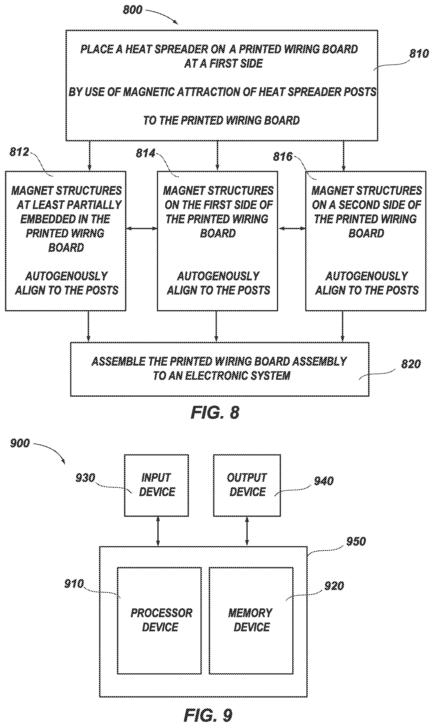 Patent US12564051 Figure 4 – Heat spreader apparatus with magnetic attachments on printed wiring board assemblies, related methods and electronic systems