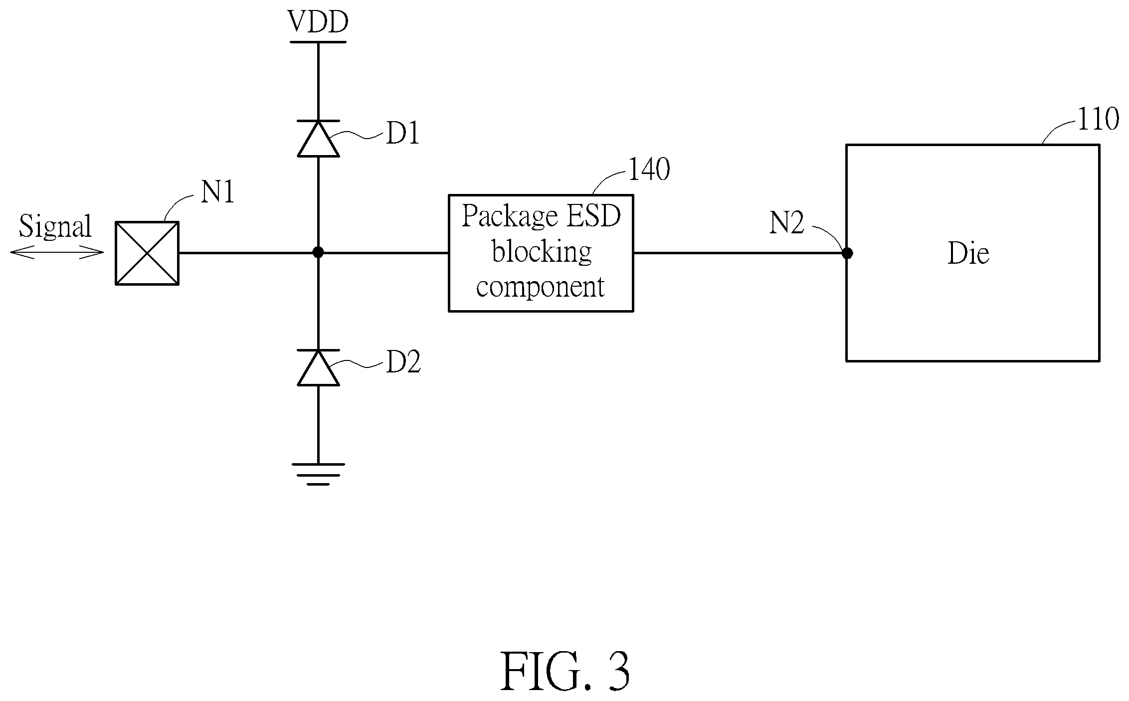 Patent US12564063 Figure 3 – Package-level ESD protection