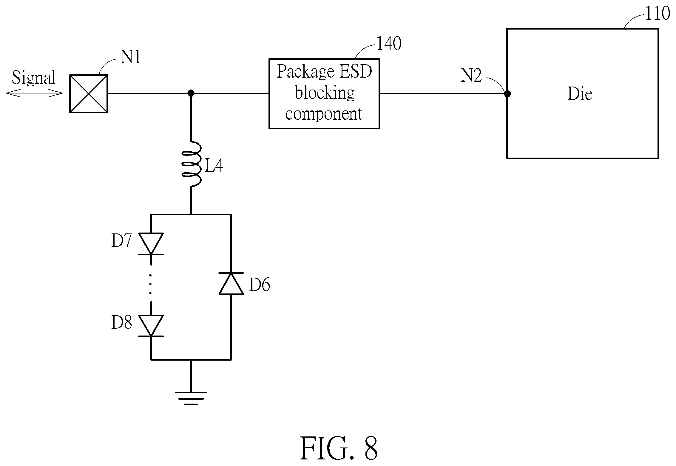 Patent US12564063 Figure 8 – Package-level ESD protection