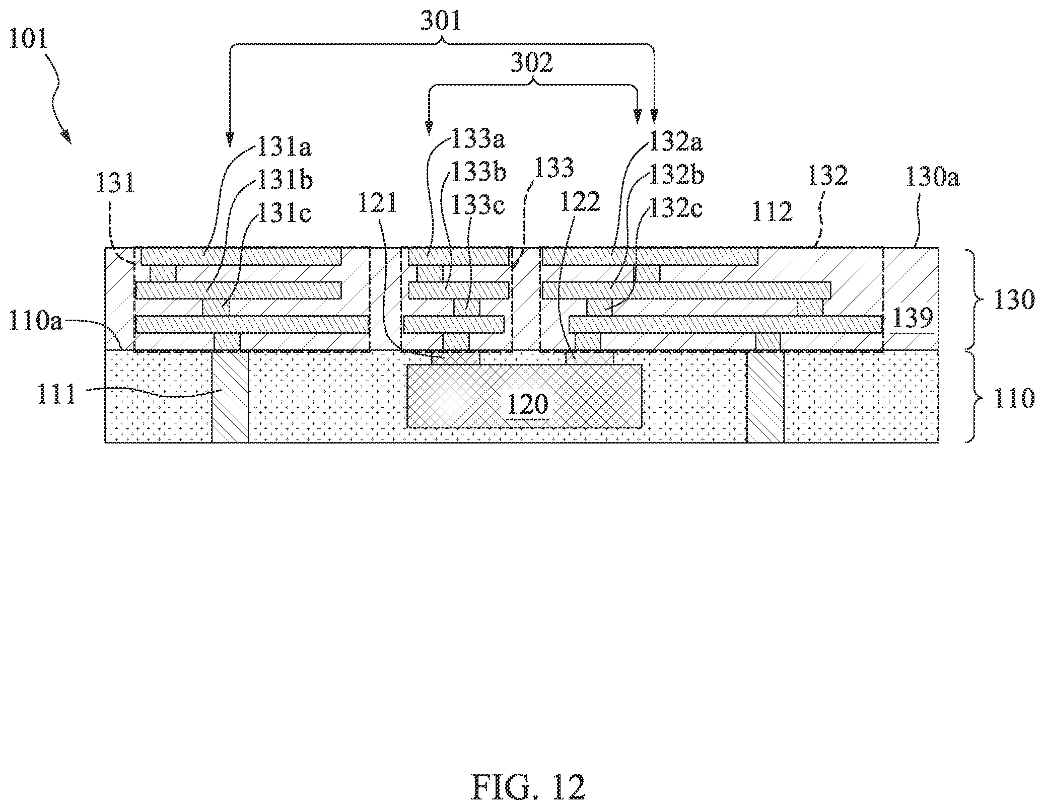 Patent US12564066 Figure 12 – Semiconductor structure having passive component and method of manufacturing thereof