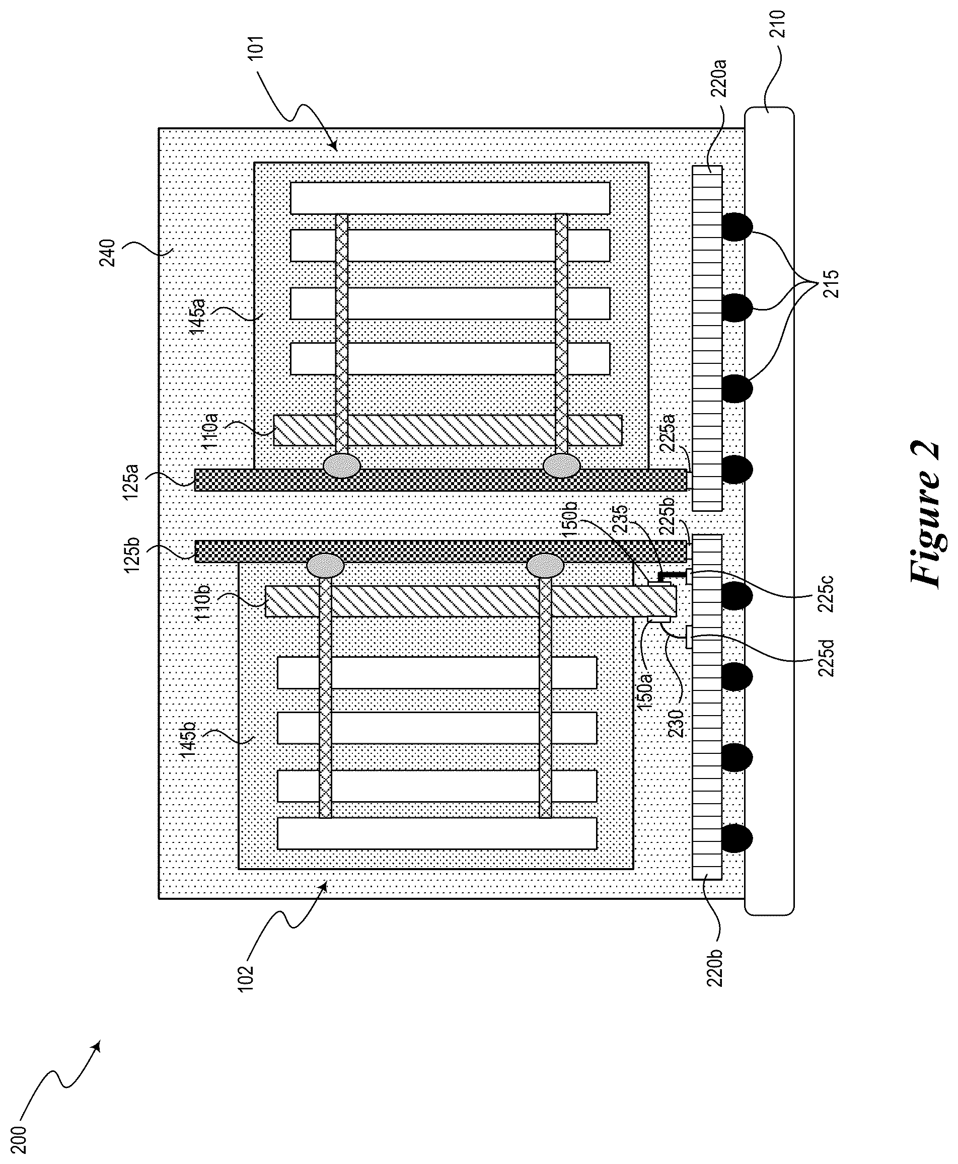 Patent US12564075 Figure 3 – Semiconductor die assemblies with decomposable materials and associated methods and systems