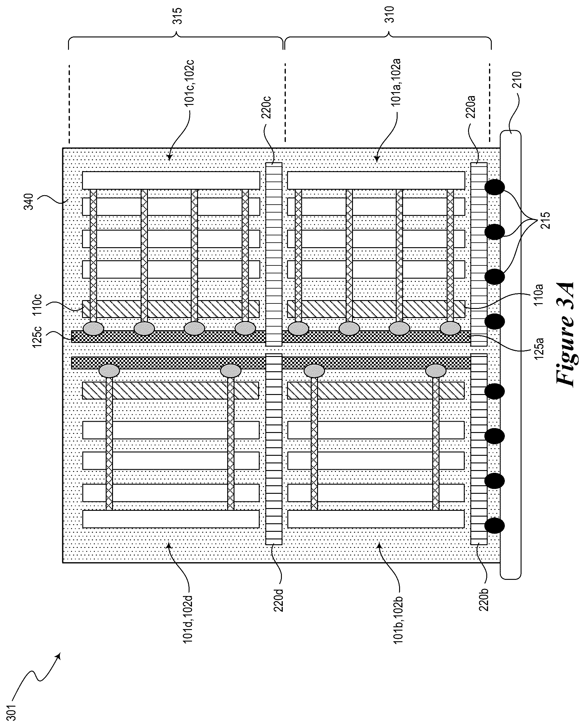 Patent US12564075 Figure 4 – Semiconductor die assemblies with decomposable materials and associated methods and systems