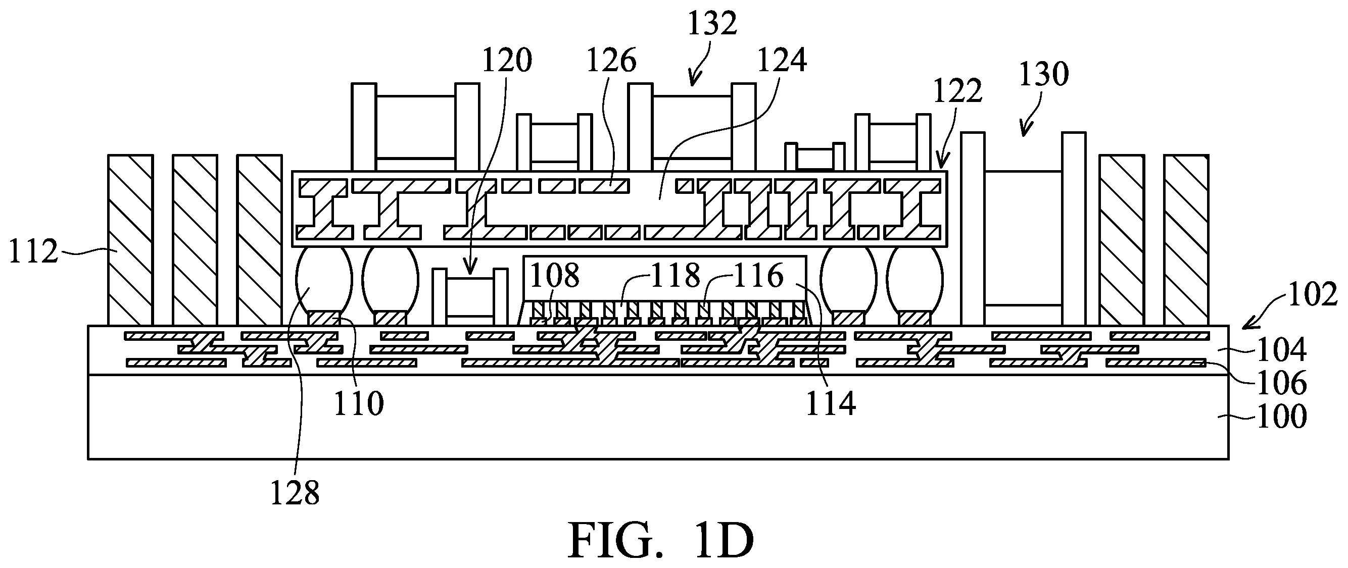 Patent US12564076 Figure 3 – Chip package with fan-out feature and method for forming the same