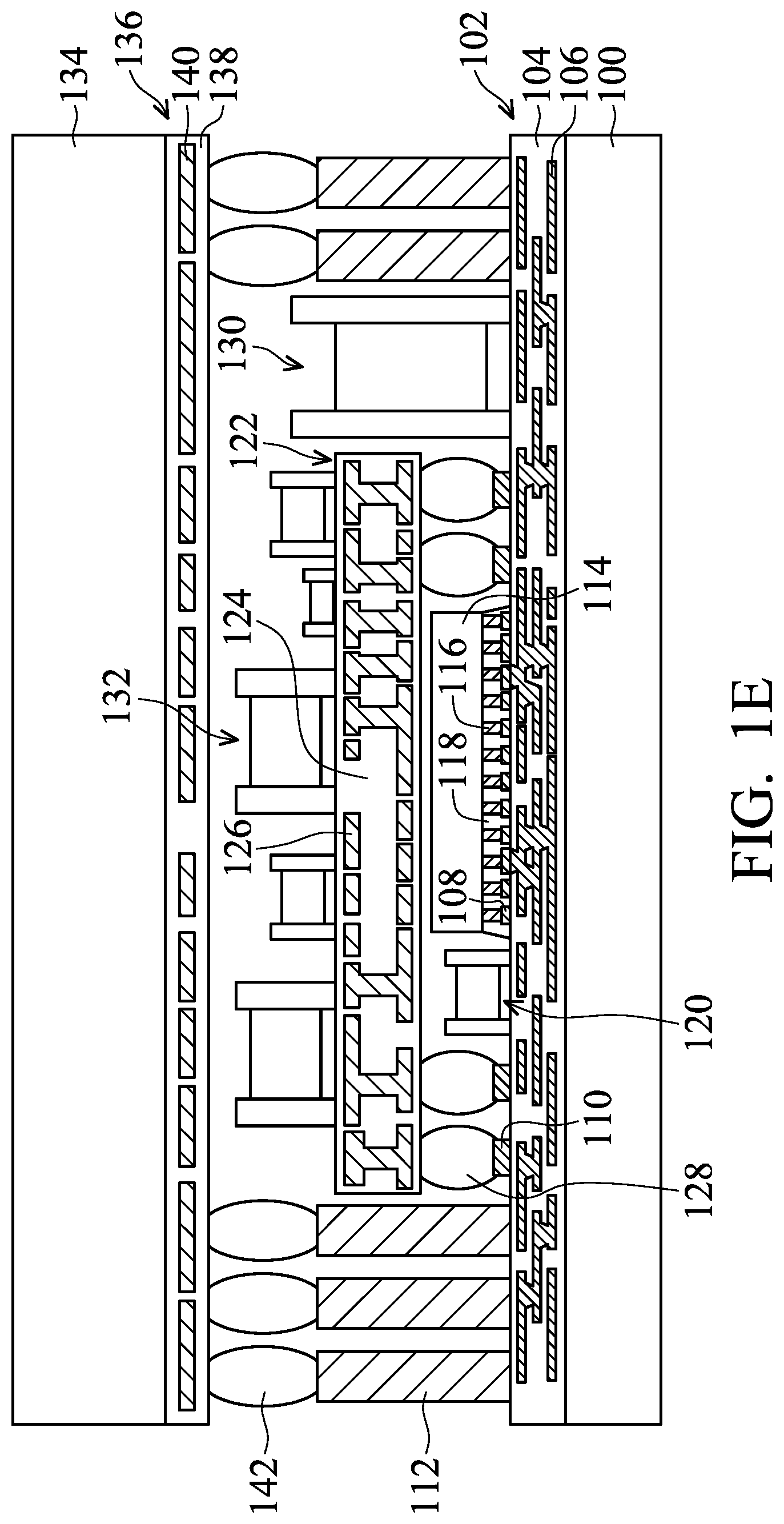 Patent US12564076 Figure 4 – Chip package with fan-out feature and method for forming the same