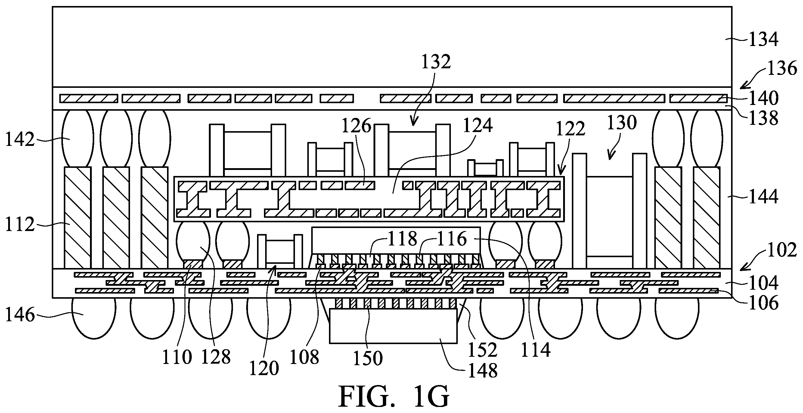 Patent US12564076 Figure 6 – Chip package with fan-out feature and method for forming the same