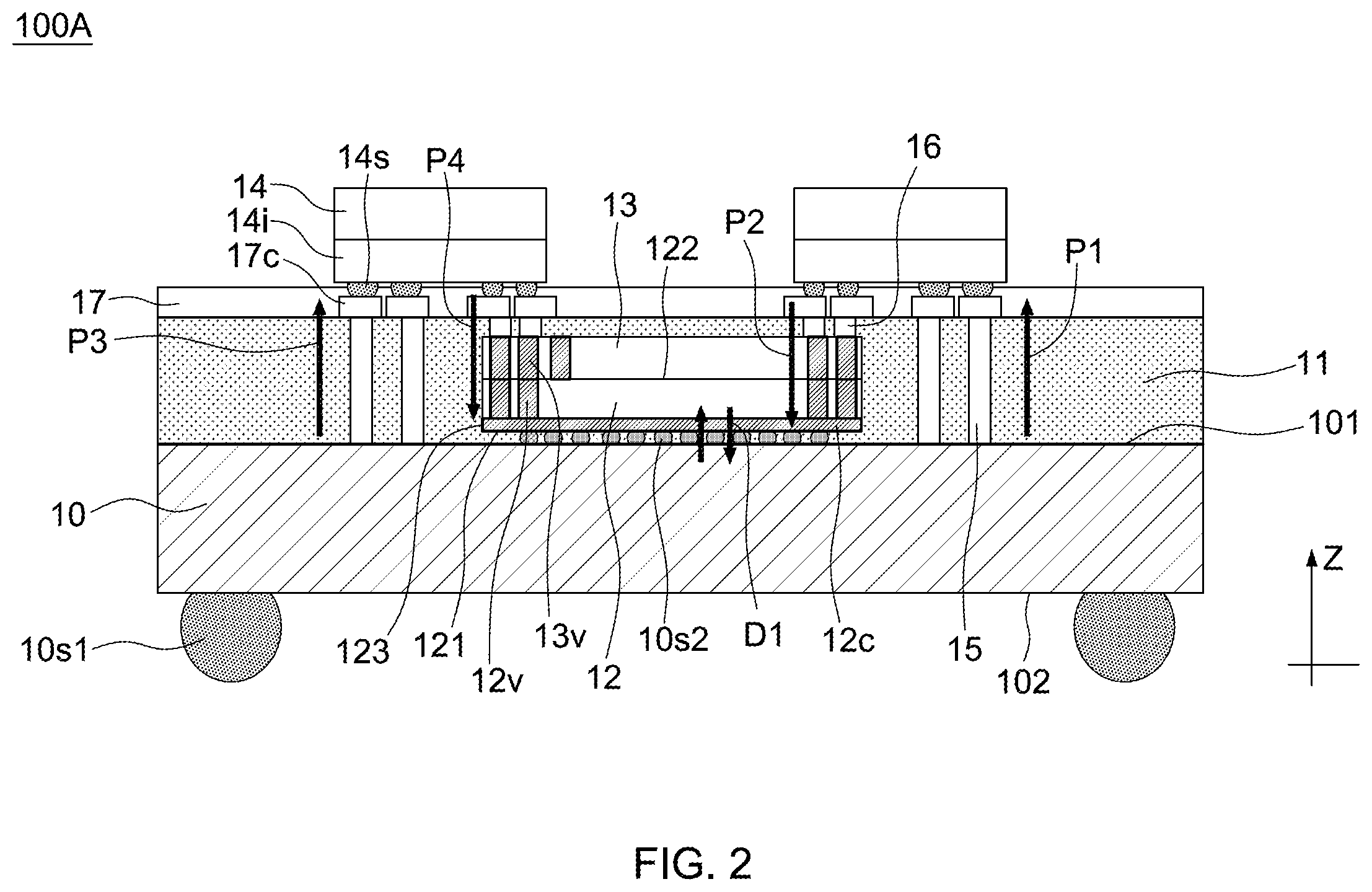 Patent US12564078 Figure 2 – Electronic package