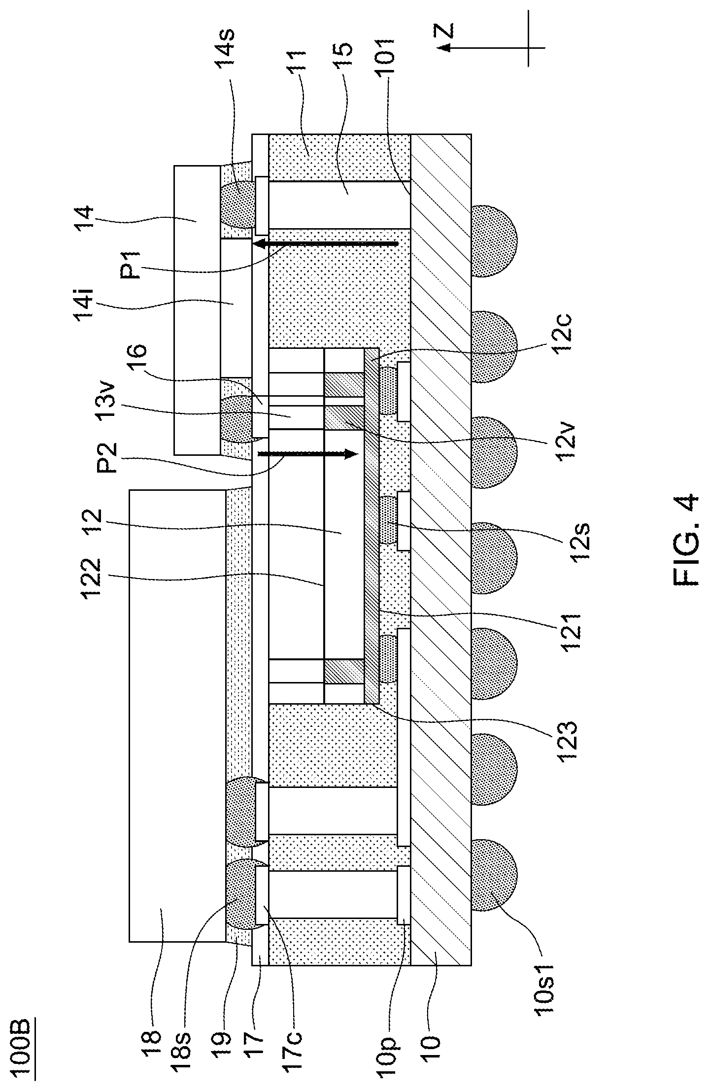 Patent US12564078 Figure 4 – Electronic package