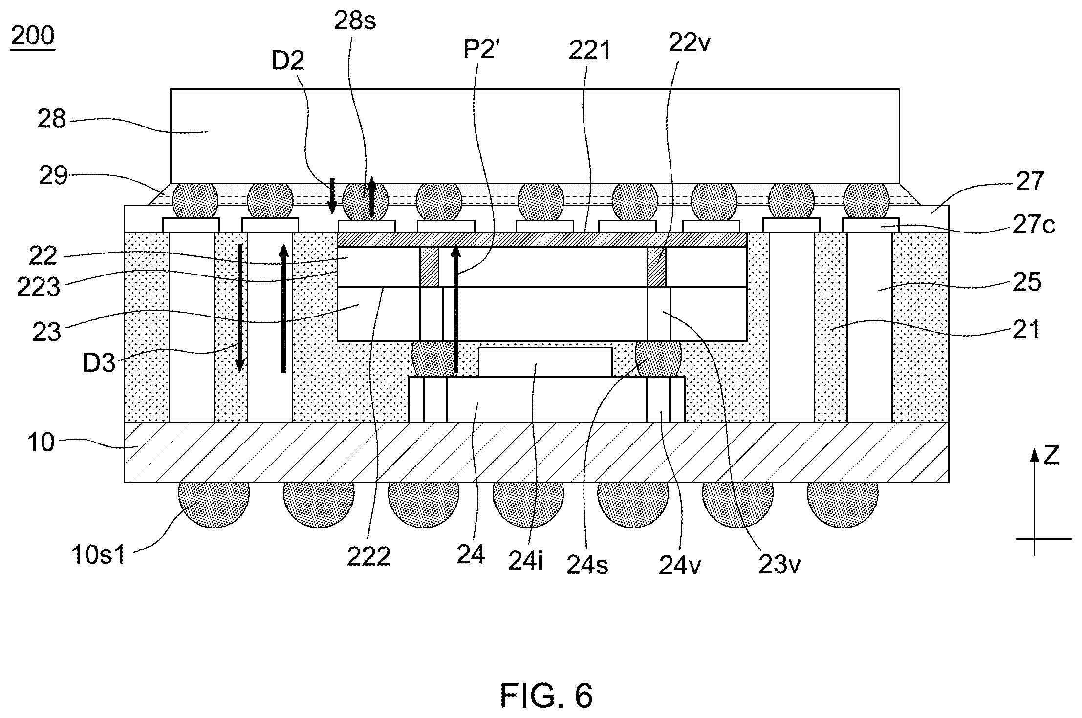 Patent US12564078 Figure 6 – Electronic package