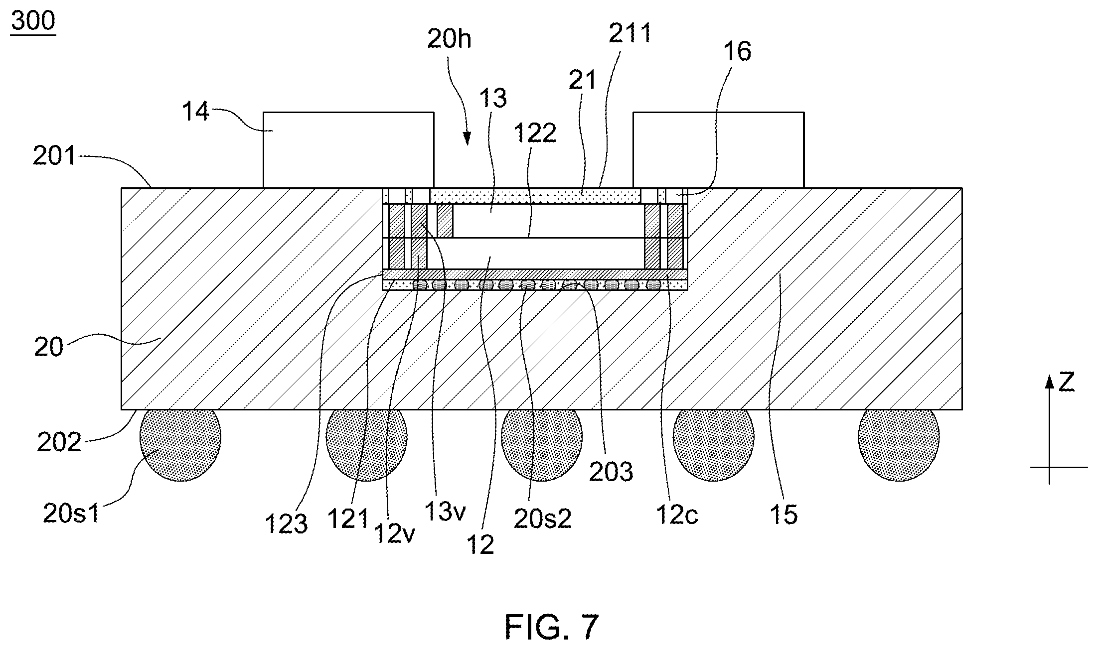 Patent US12564078 Figure 7 – Electronic package