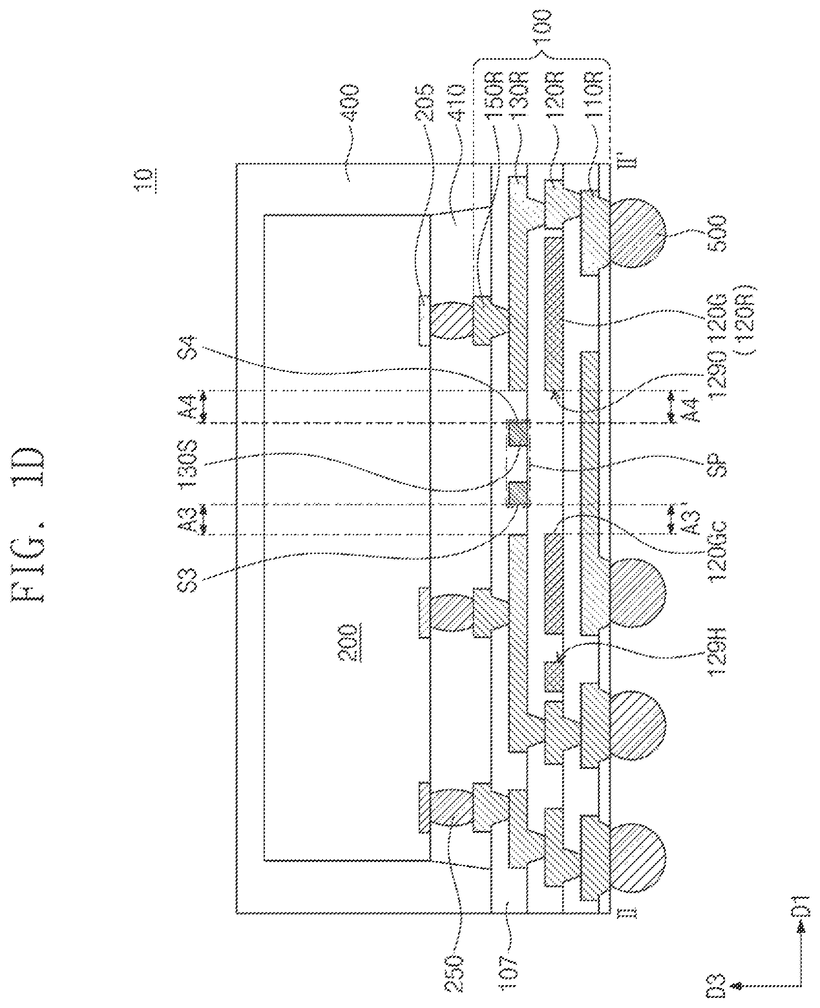 Patent US12564079 Figure 4 – Semiconductor package including a redistribution substrate and a pair of signal patterns