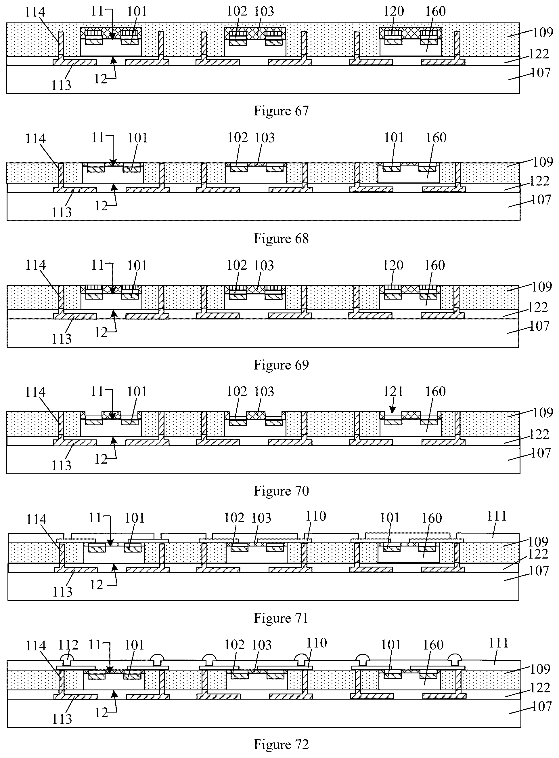 Patent US12564083 Figure 13 – Packaging structure having semiconductor chips and encapsulation layers and formation method thereof