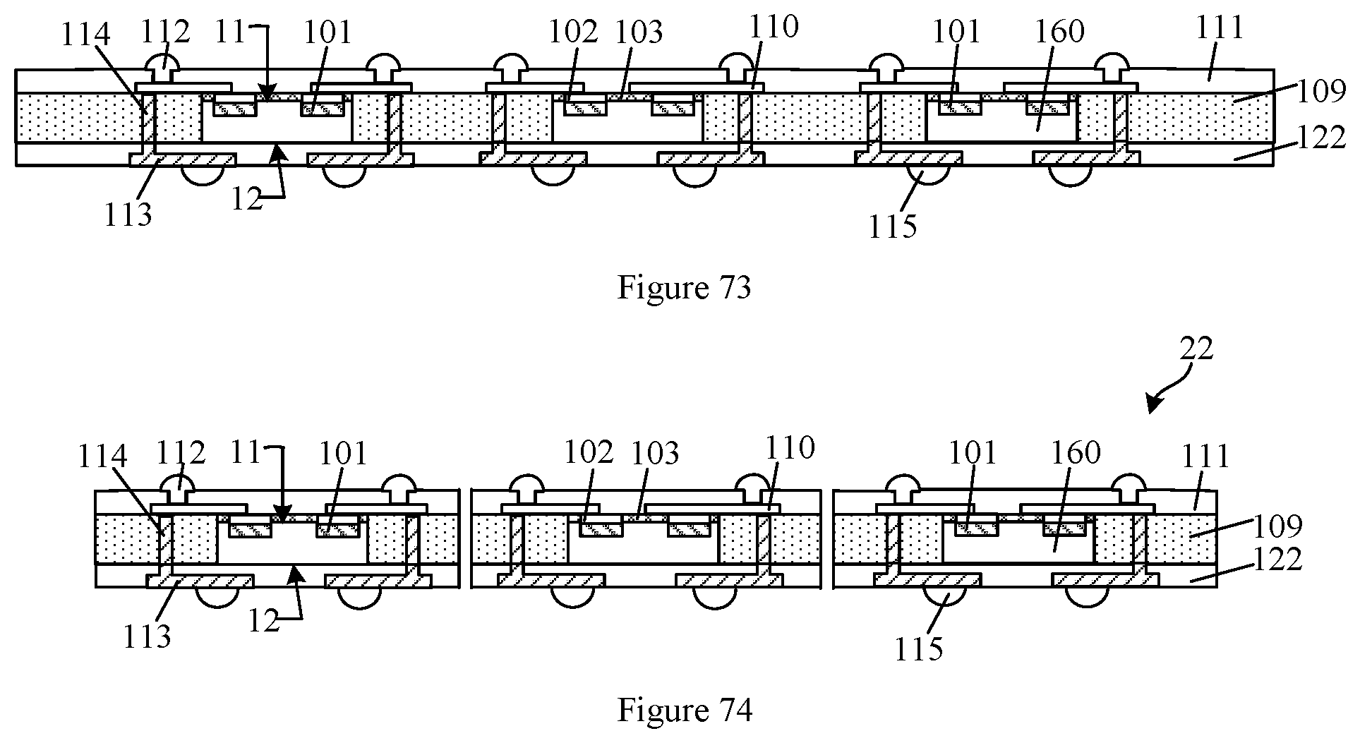 Patent US12564083 Figure 14 – Packaging structure having semiconductor chips and encapsulation layers and formation method thereof