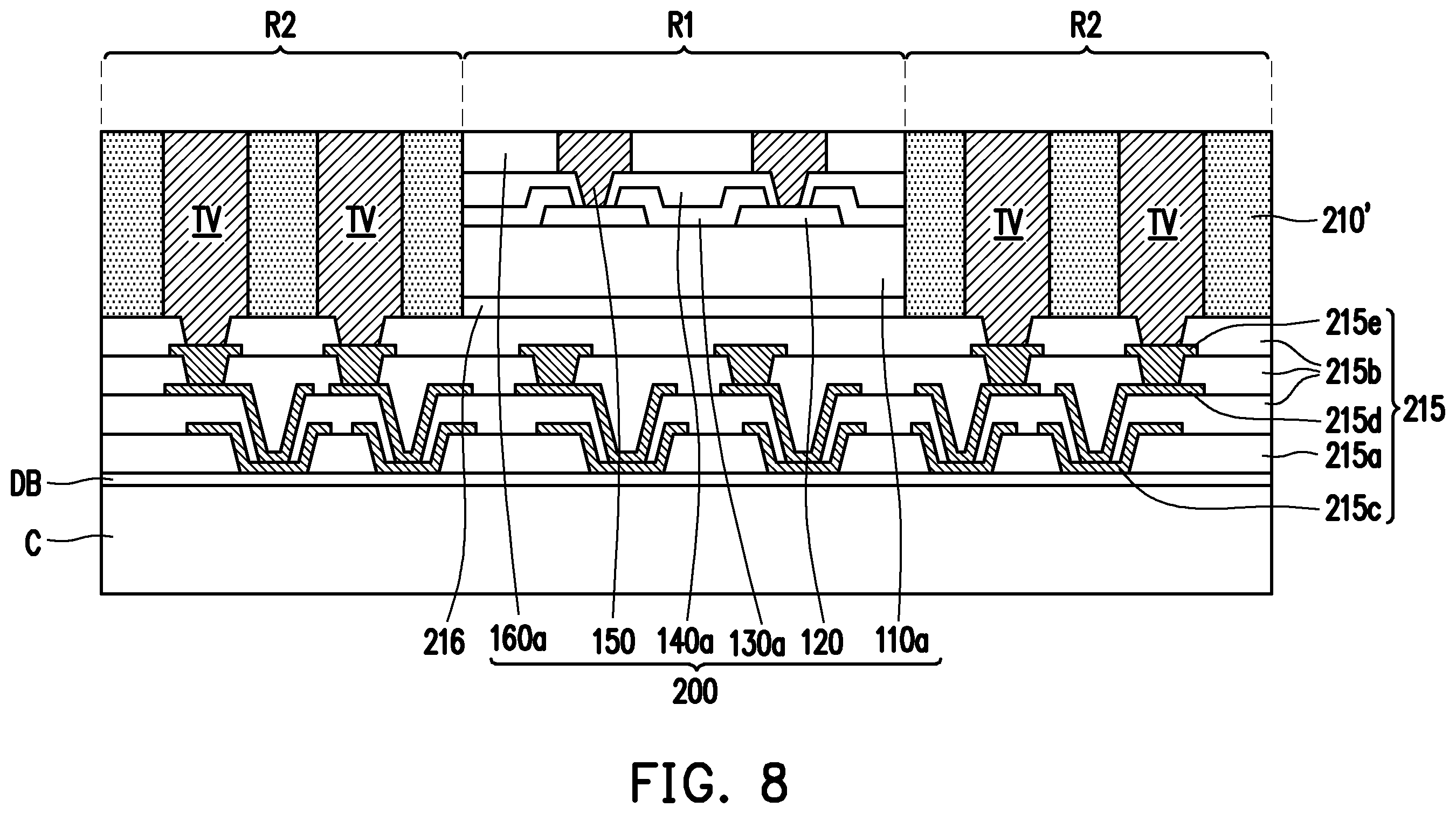 Patent US12564089 Figure 8 – Package structure