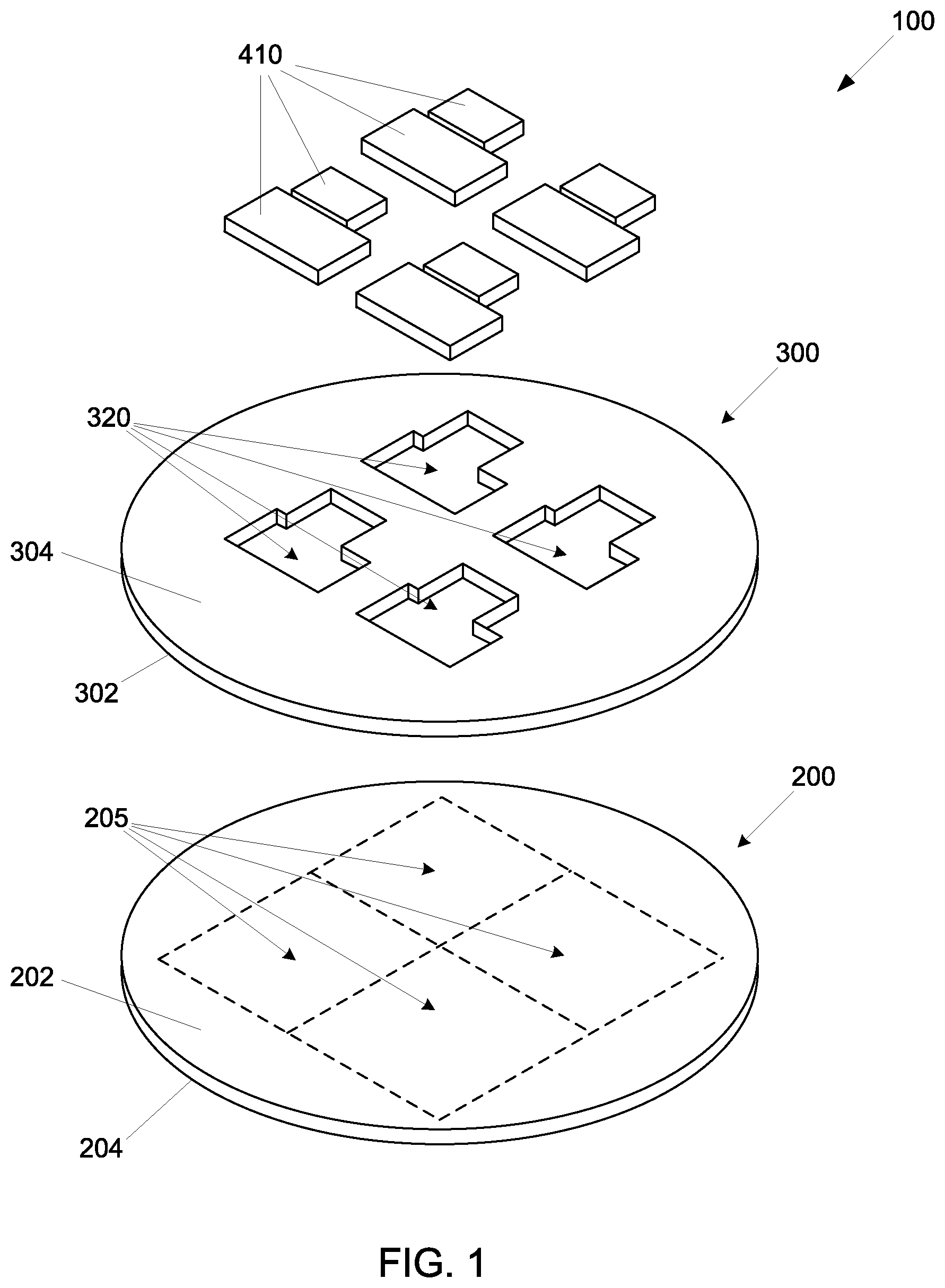 Patent US12564090 Figure 1 – Edge-aligned template structure for integrated packages including an integrated circuit device within an opening of the template structure