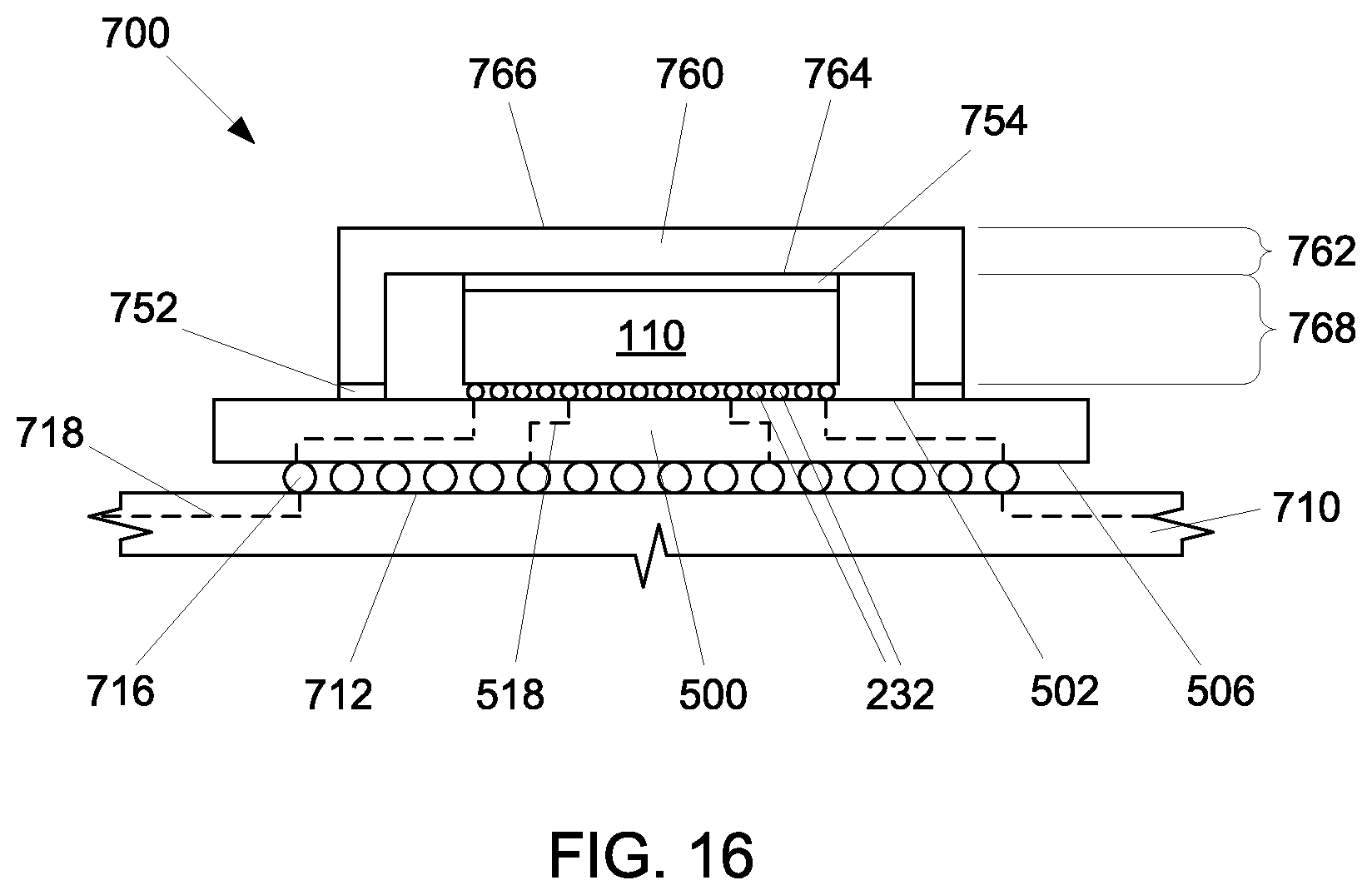 Patent US12564090 Figure 9 – Edge-aligned template structure for integrated packages including an integrated circuit device within an opening of the template structure