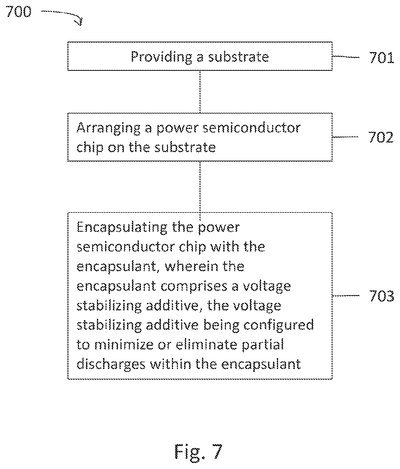 Patent US12564092 Figure 4 – Power semiconductor package having a voltage stabilizing additive and method for fabricating the power semiconductor package