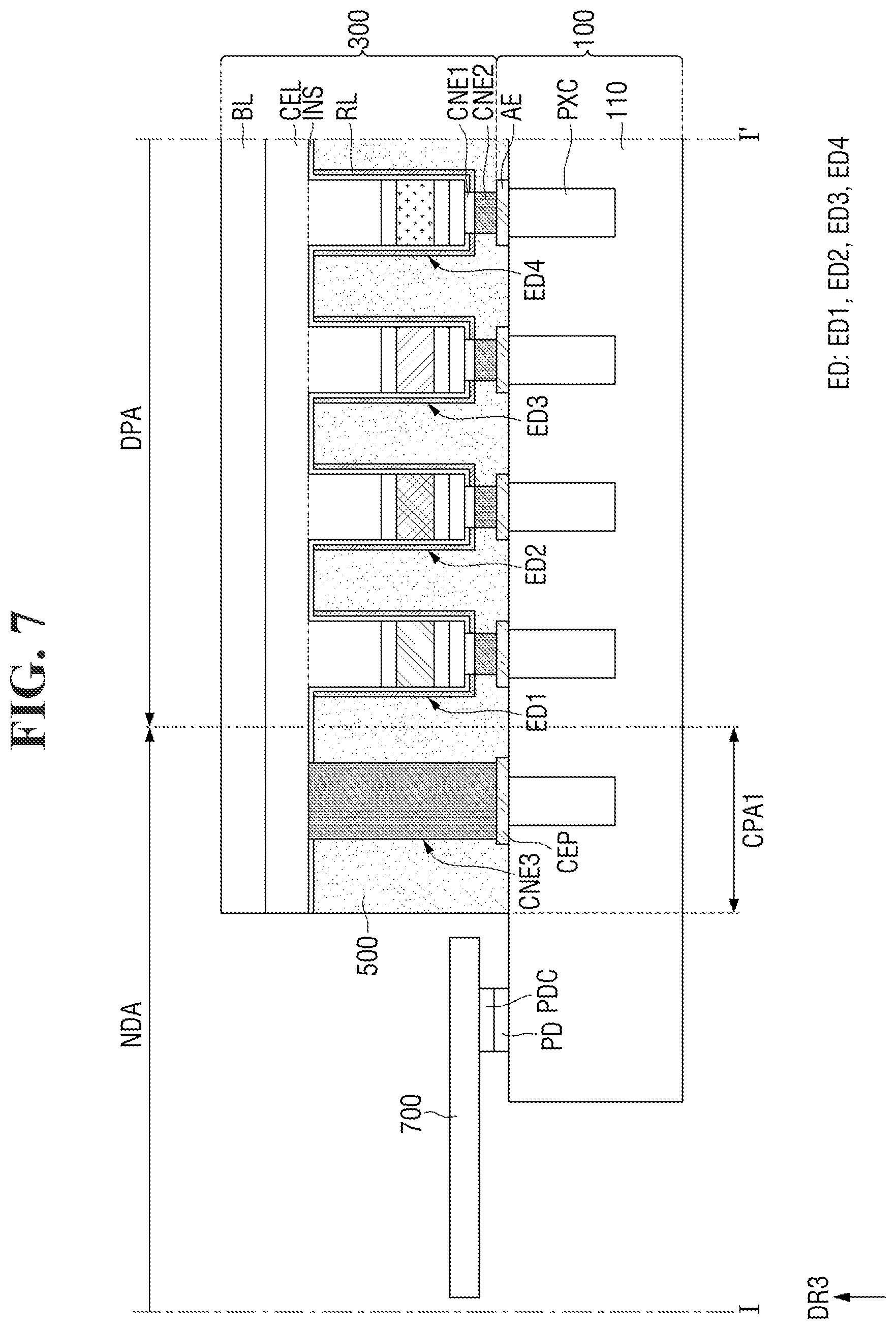 Patent US12564095 Figure 7 – Display device and method for fabrication thereof