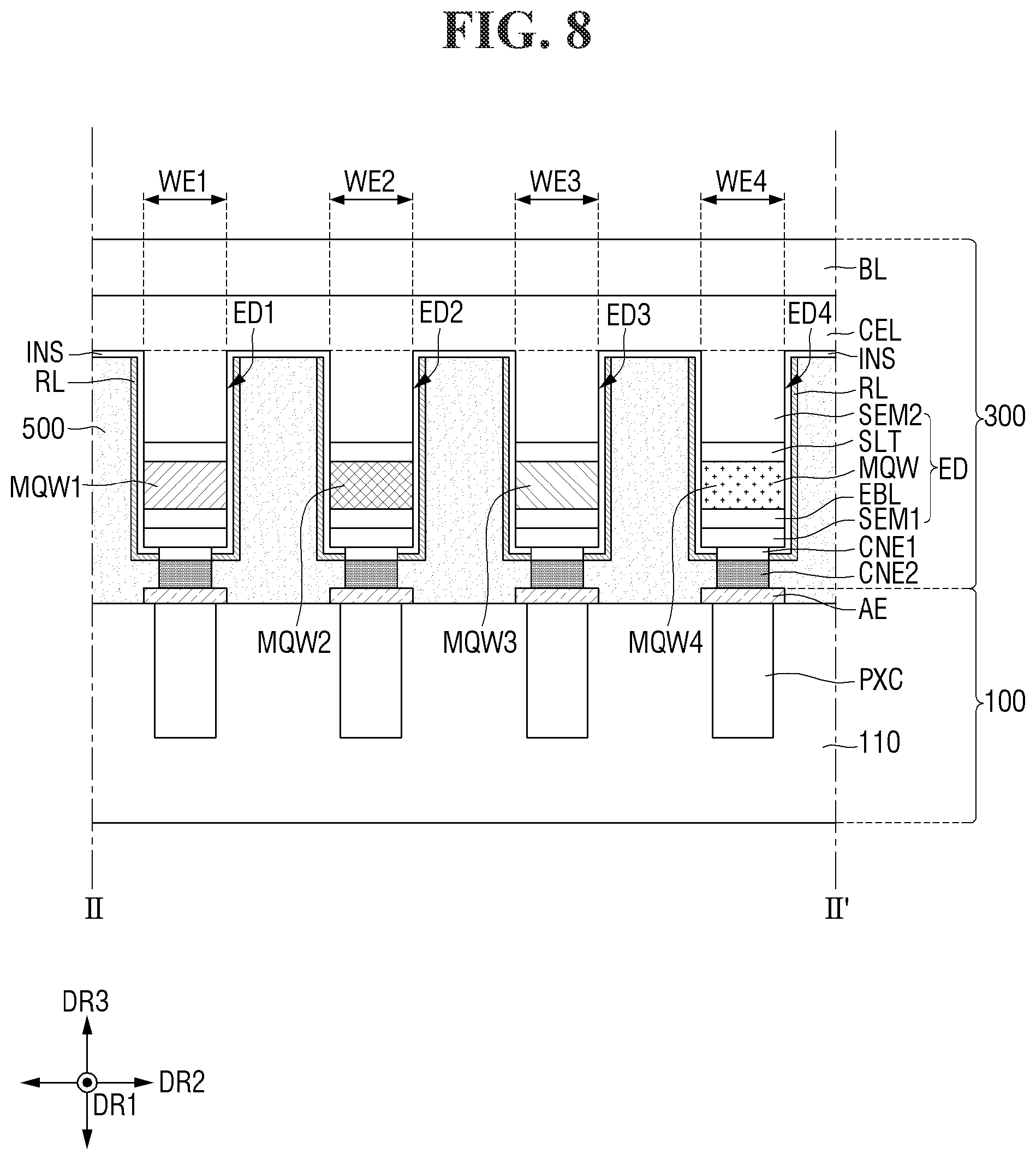 Patent US12564095 Figure 8 – Display device and method for fabrication thereof