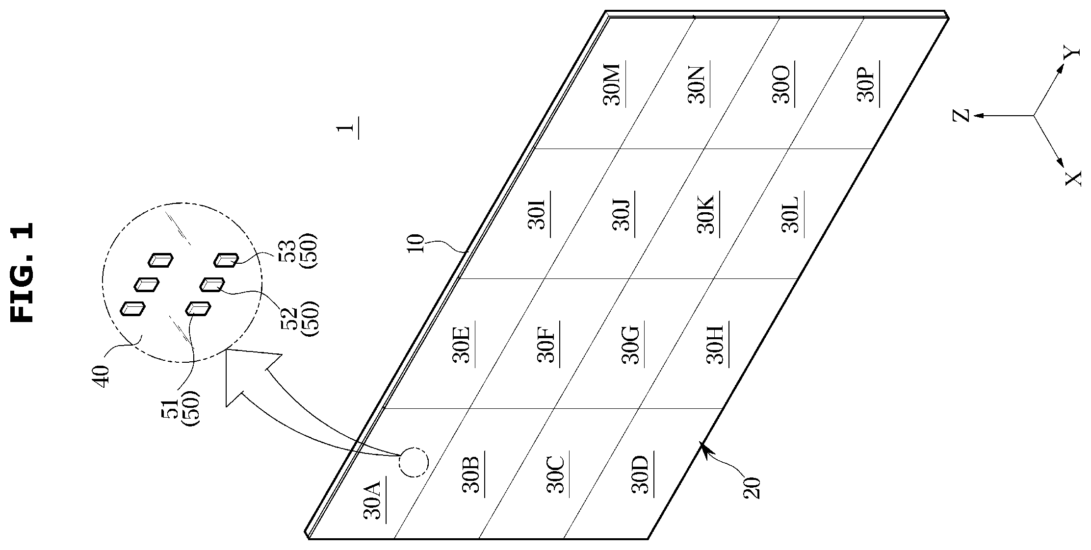 Patent US12564098 Figure 1 – Display apparatus having display module and manufacturing method thereof
