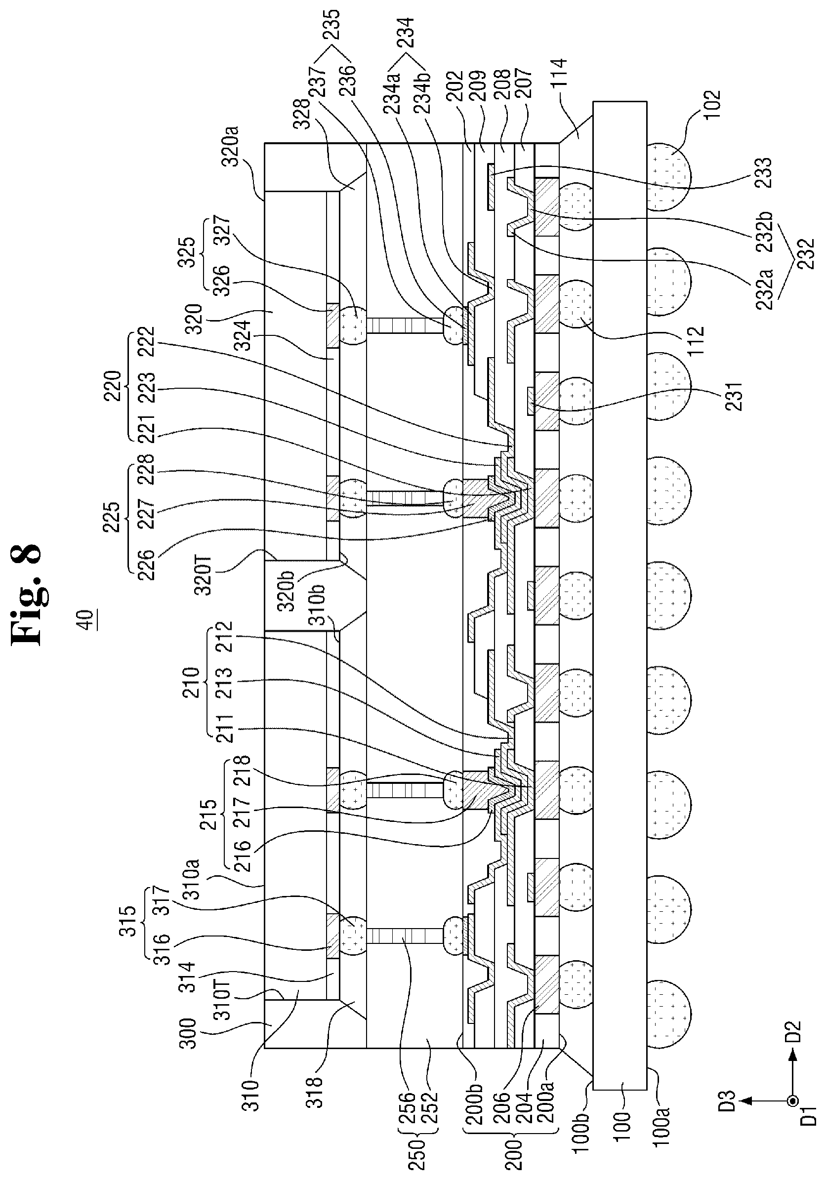 Patent US12564102 Figure 8 – Semiconductor package