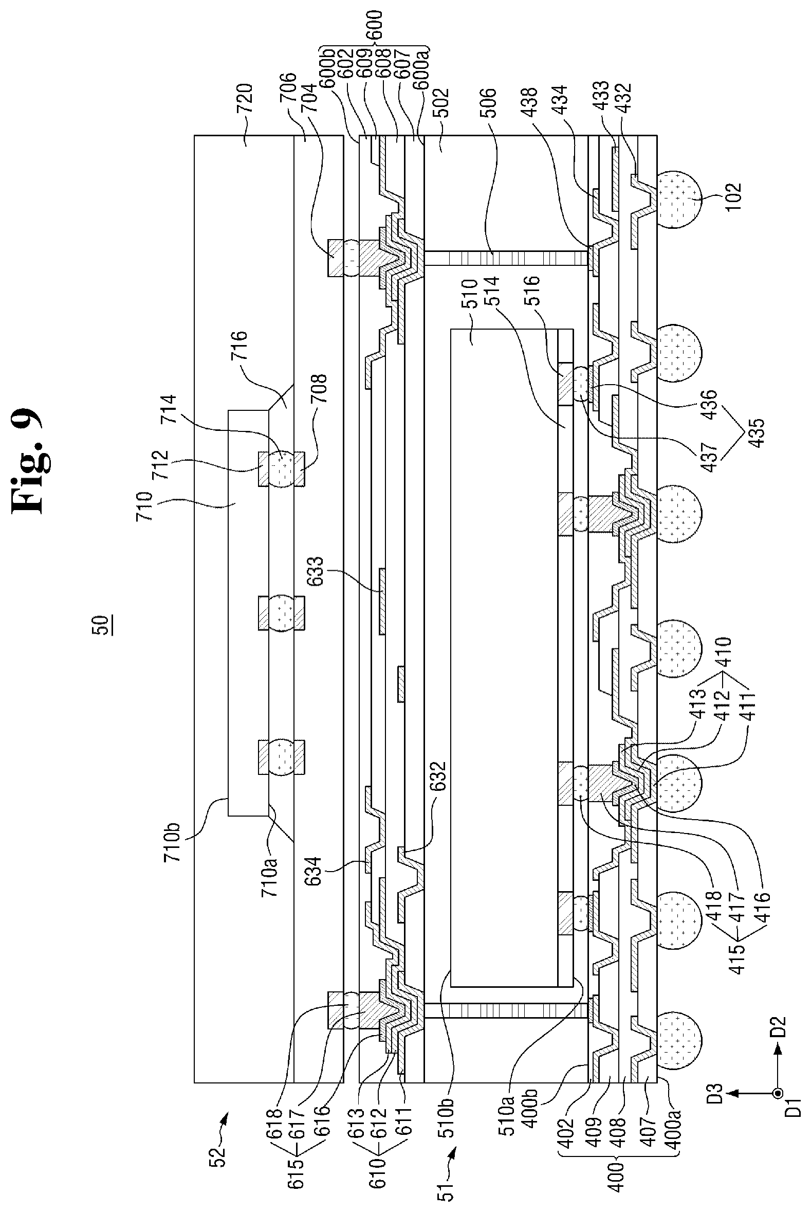 Patent US12564102 Figure 9 – Semiconductor package
