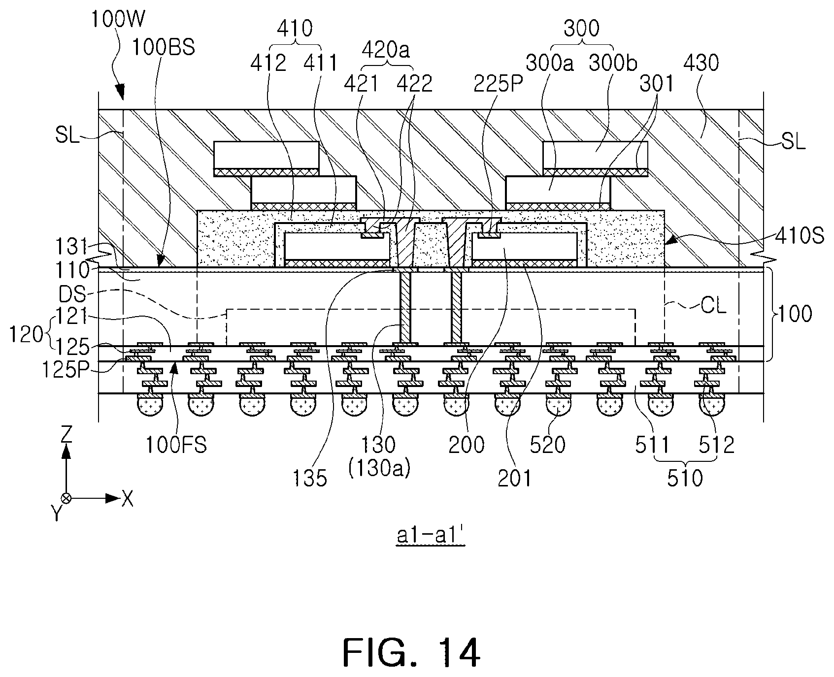 Patent US12564103 Figure 14 – Semiconductor package
