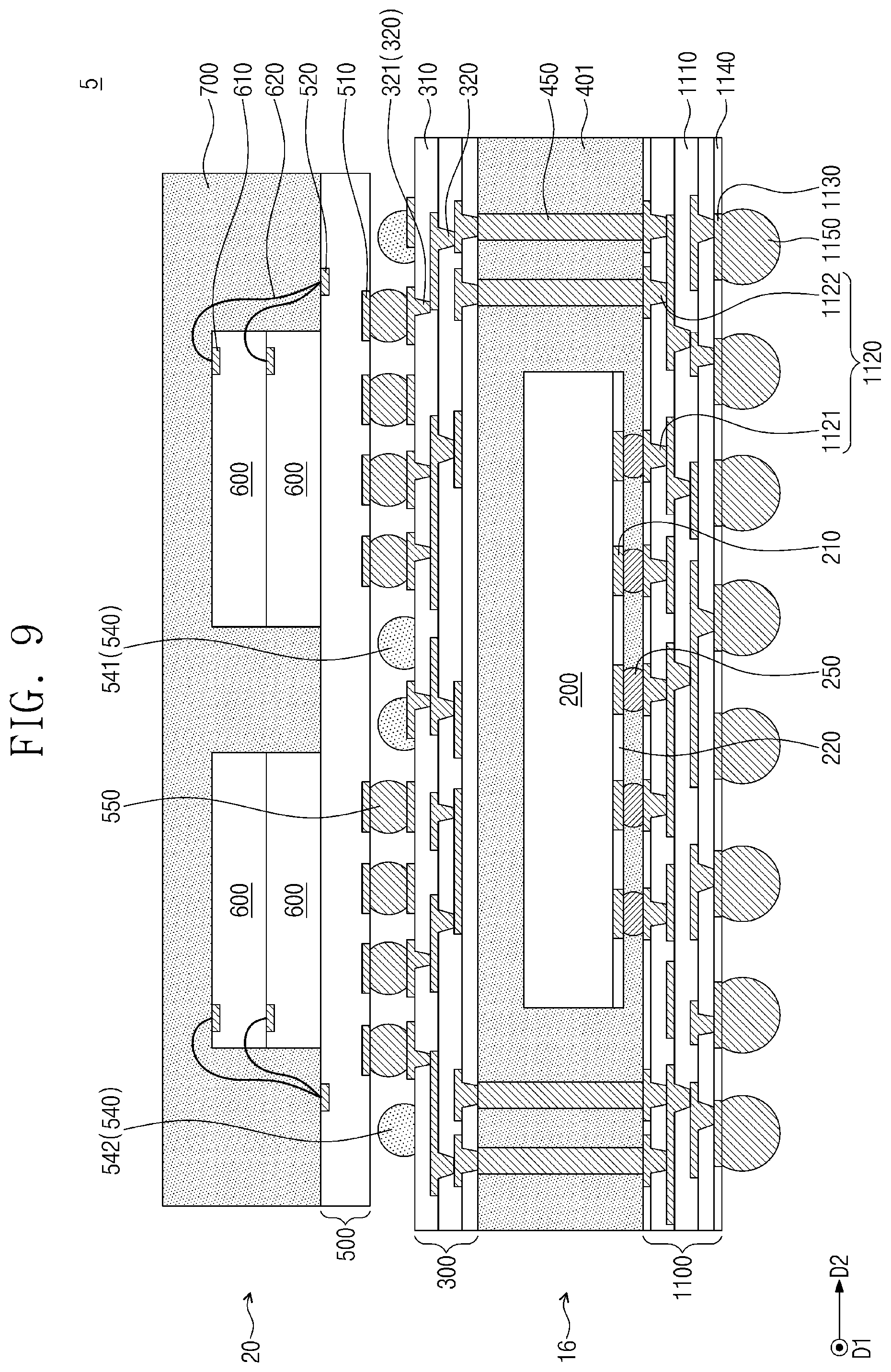 Patent US12564105 Figure 9 – Semiconductor package