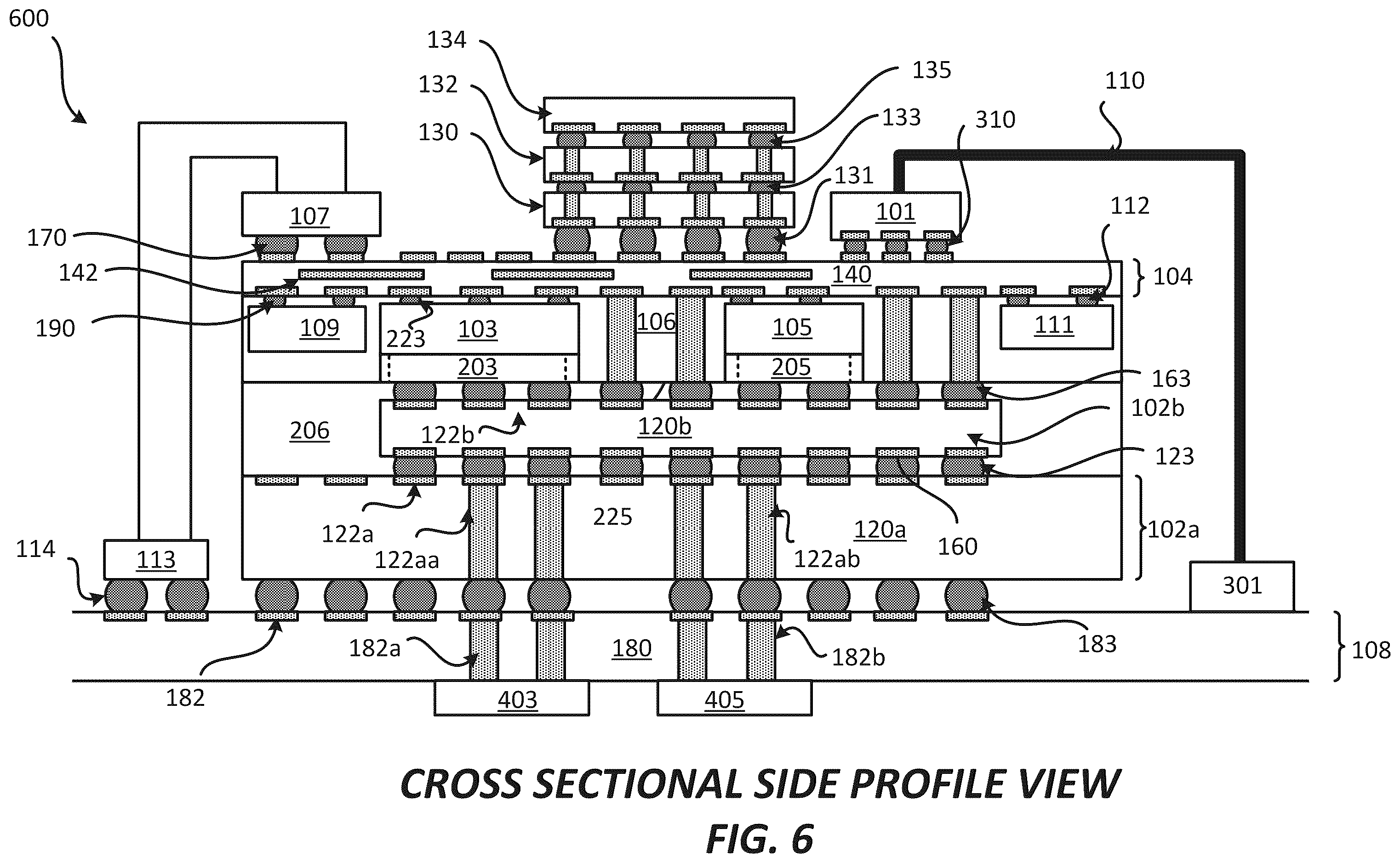 Patent US12564107 Figure 6 – Package comprising optical integrated device