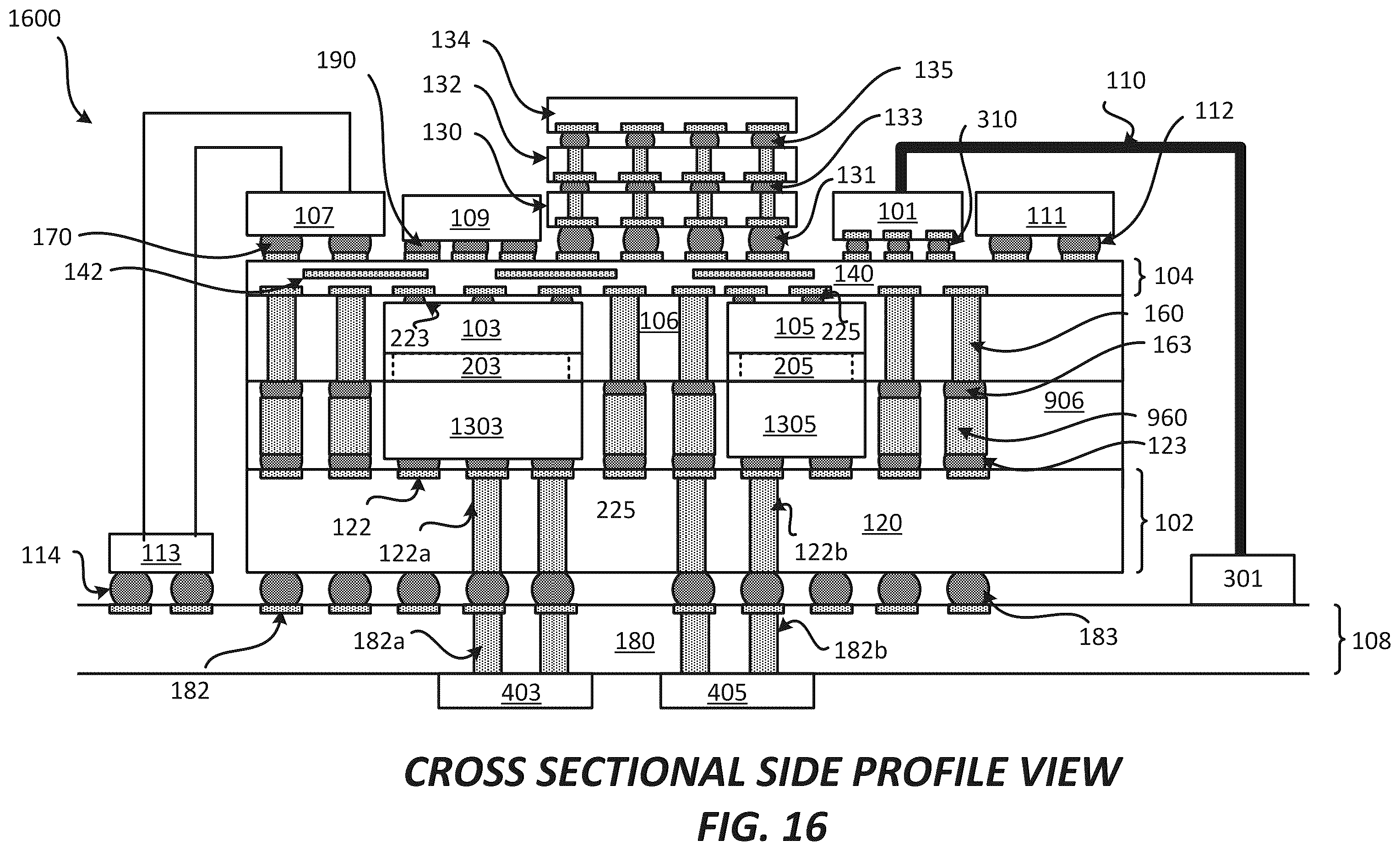 Patent US12564107 Figure 16 – Package comprising optical integrated device