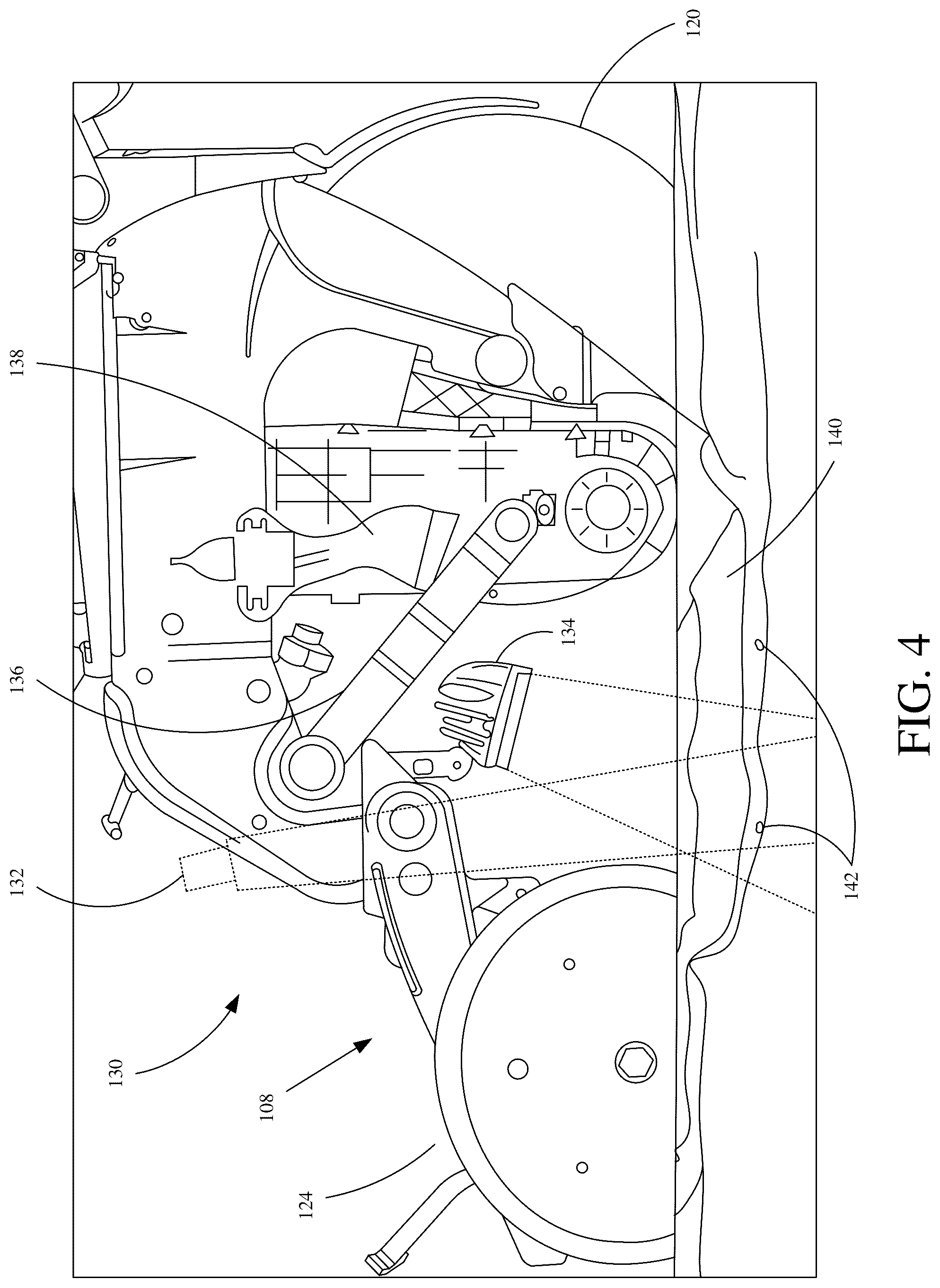 Patent US12564121 Figure 4 – Implement mounted sensors sensing surface/furrow characteristics and control