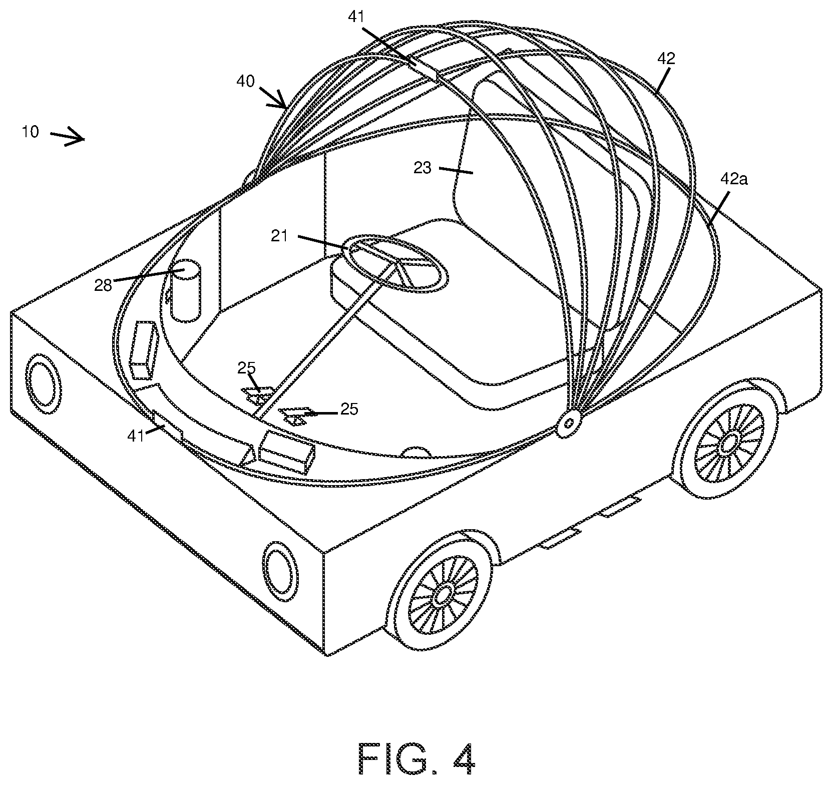 Patent US12564127 Figure 4 – Riding lawn mower with an air conditioned cab