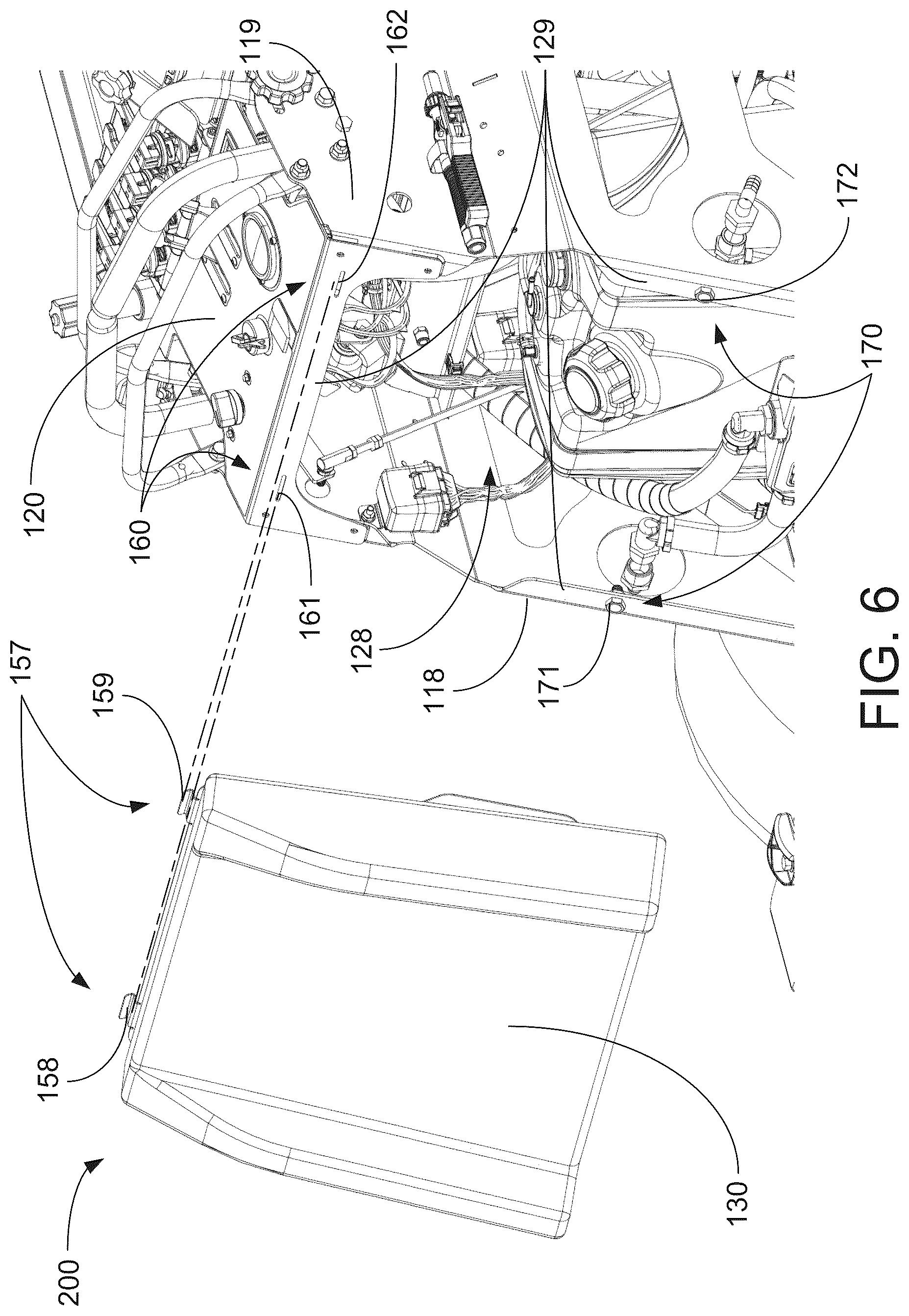 Patent US12564128 Figure 6 – Magnetic panel for utility vehicle