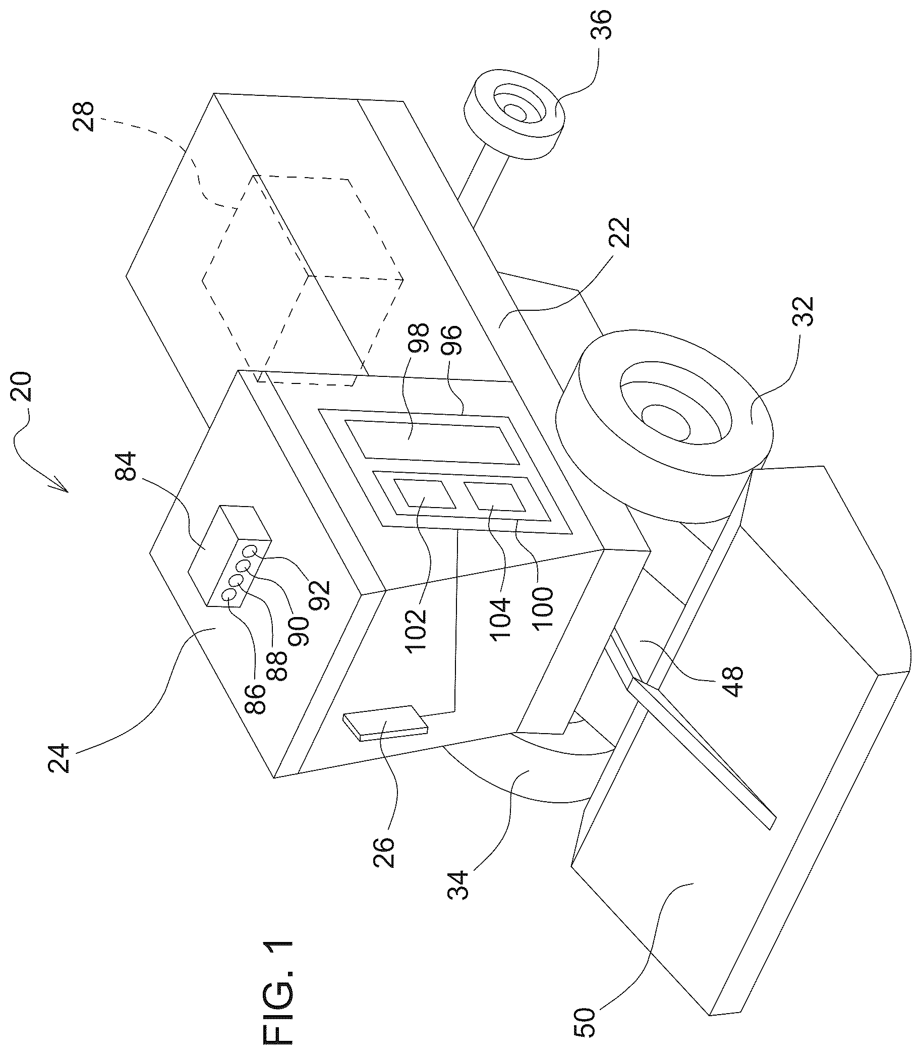 Patent US12564132 — Harvester implement with automated operating mode initialization — Figure 1