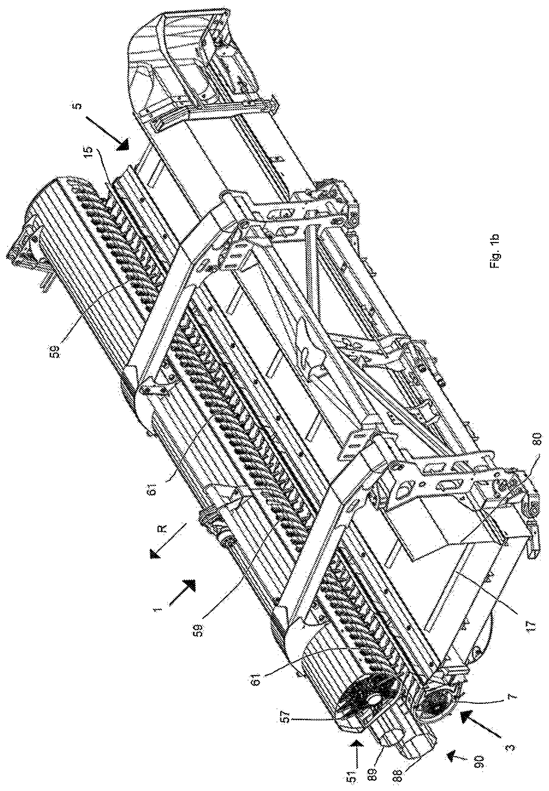 Patent US12564134 Figure 2 – Agricultural device equipped with a pick-up mechanism and a cross conveyor belt
