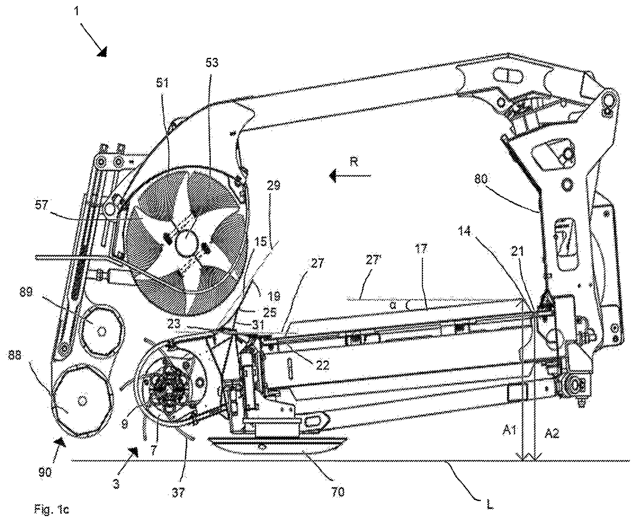 Patent US12564134 Figure 3 – Agricultural device equipped with a pick-up mechanism and a cross conveyor belt