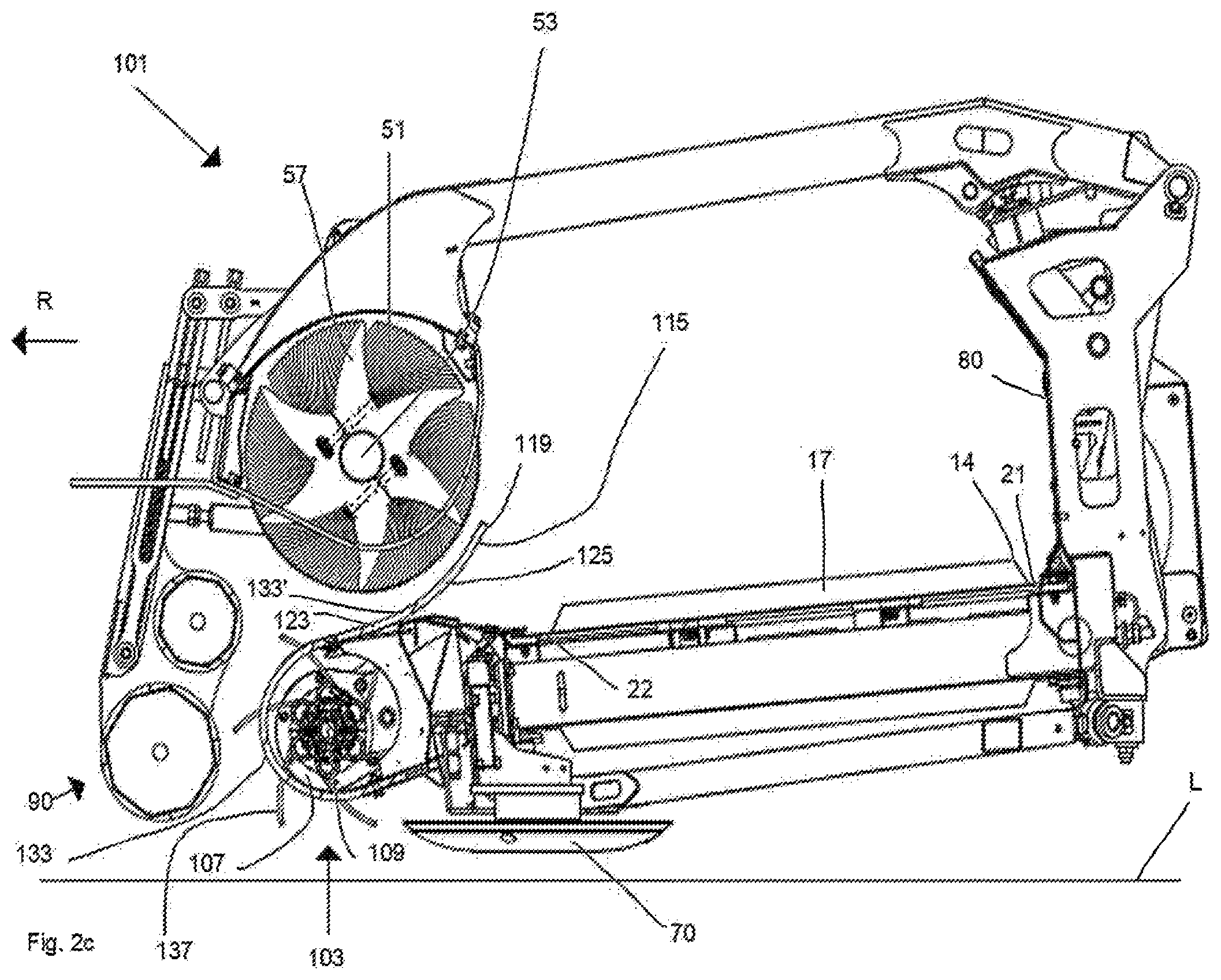 Patent US12564134 Figure 7 – Agricultural device equipped with a pick-up mechanism and a cross conveyor belt
