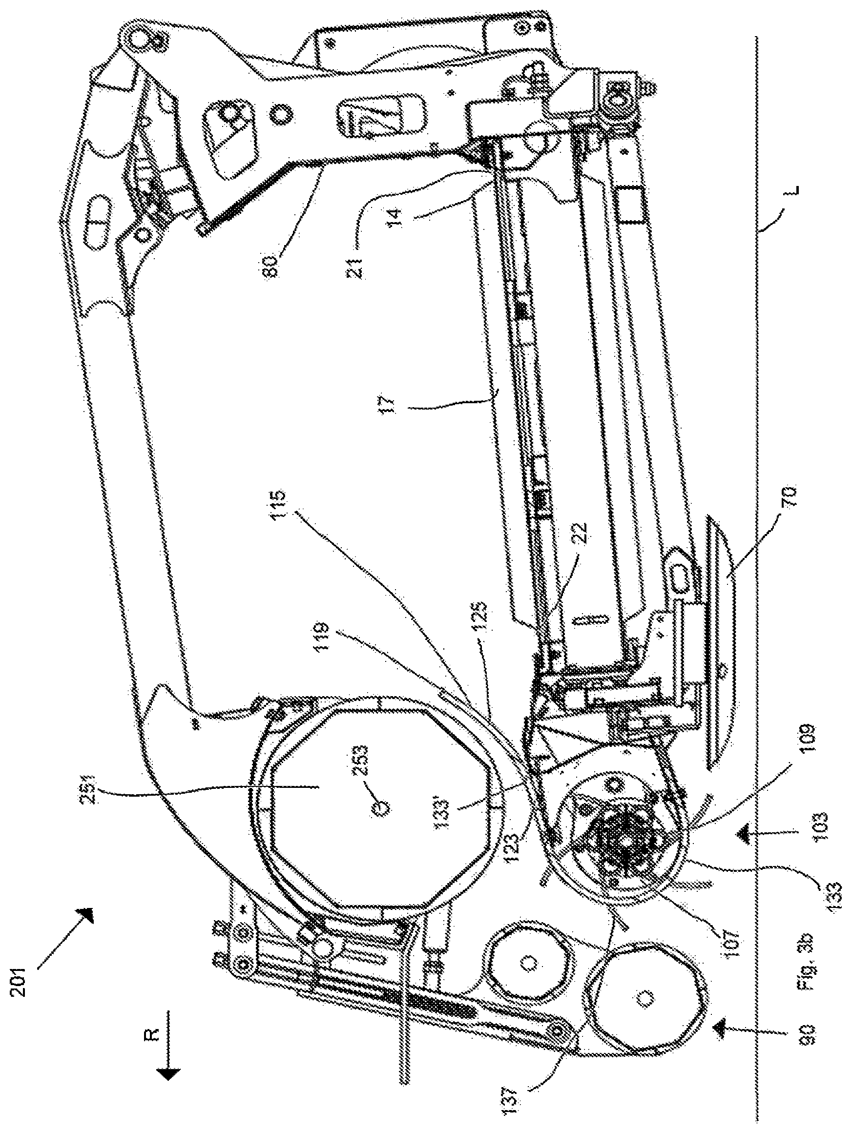 Patent US12564134 Figure 9 – Agricultural device equipped with a pick-up mechanism and a cross conveyor belt