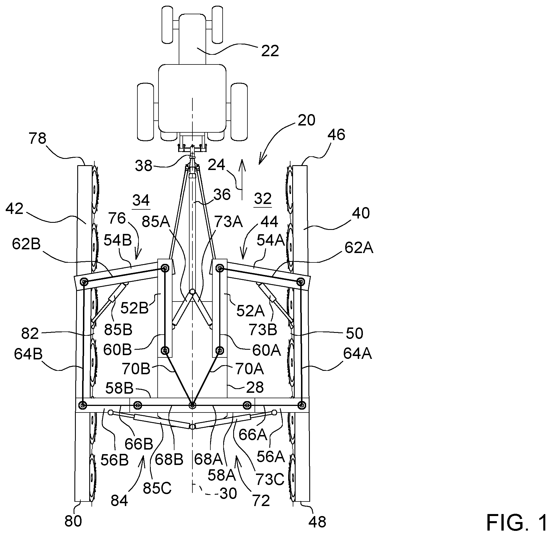 Patent US12564137 — Center delivery rake implement — Figure 1