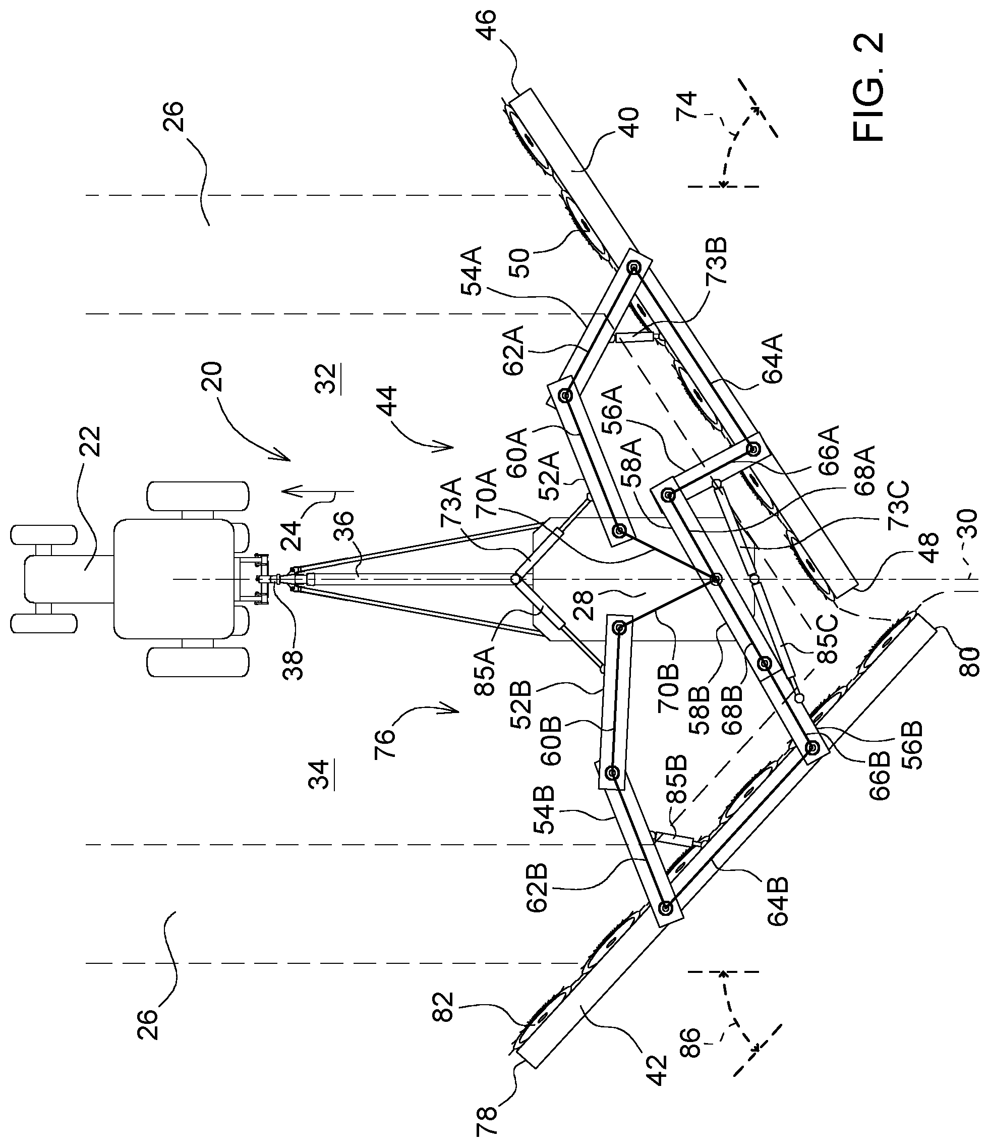 Patent US12564137 Figure 2 – Center delivery rake implement