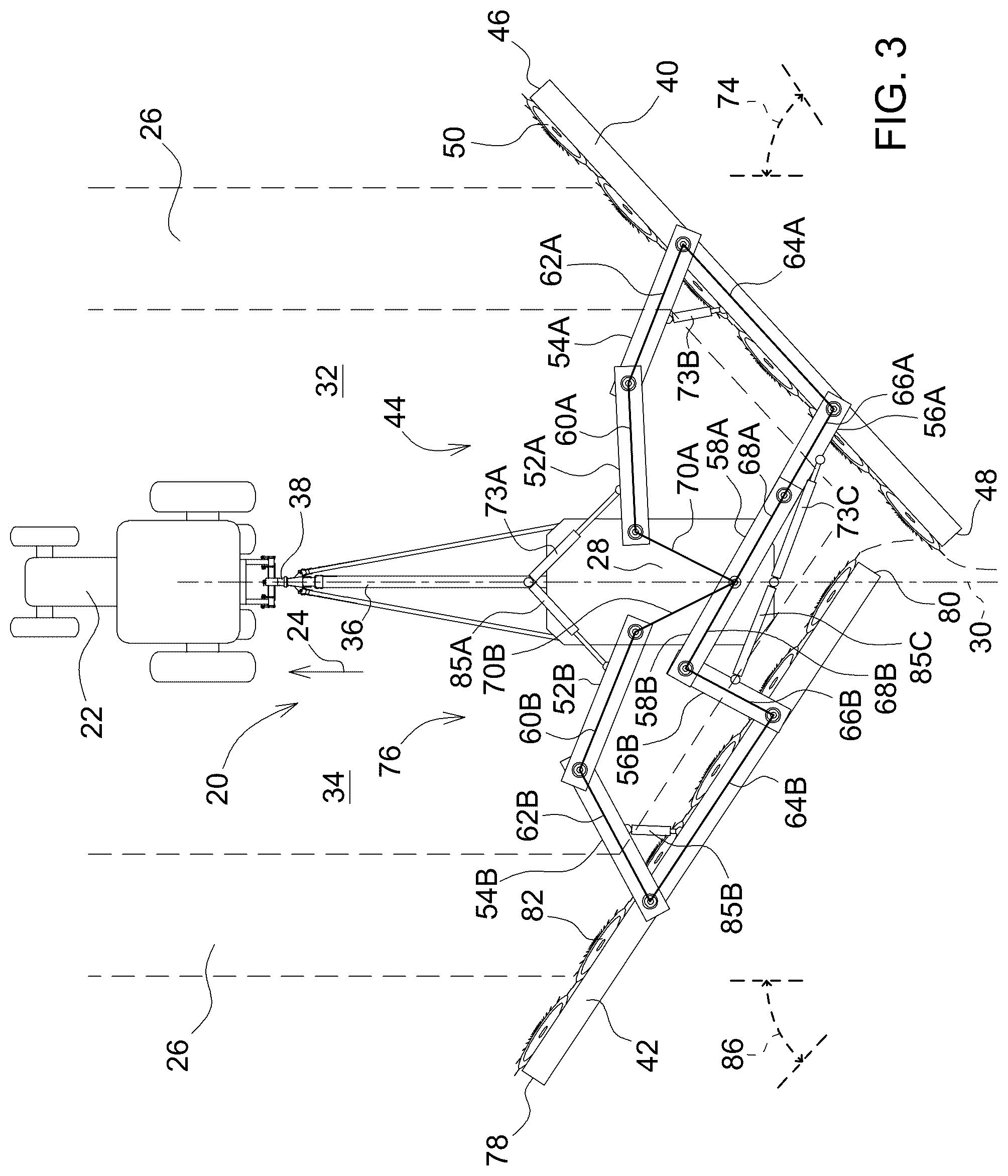 Patent US12564137 Figure 3 – Center delivery rake implement
