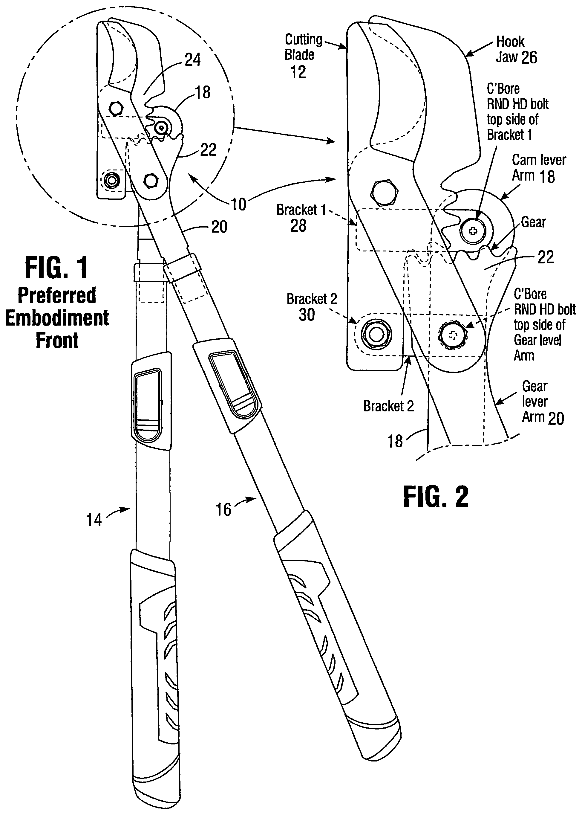 Patent US12564139 Figure 1 – Geared lopper with additional leverage