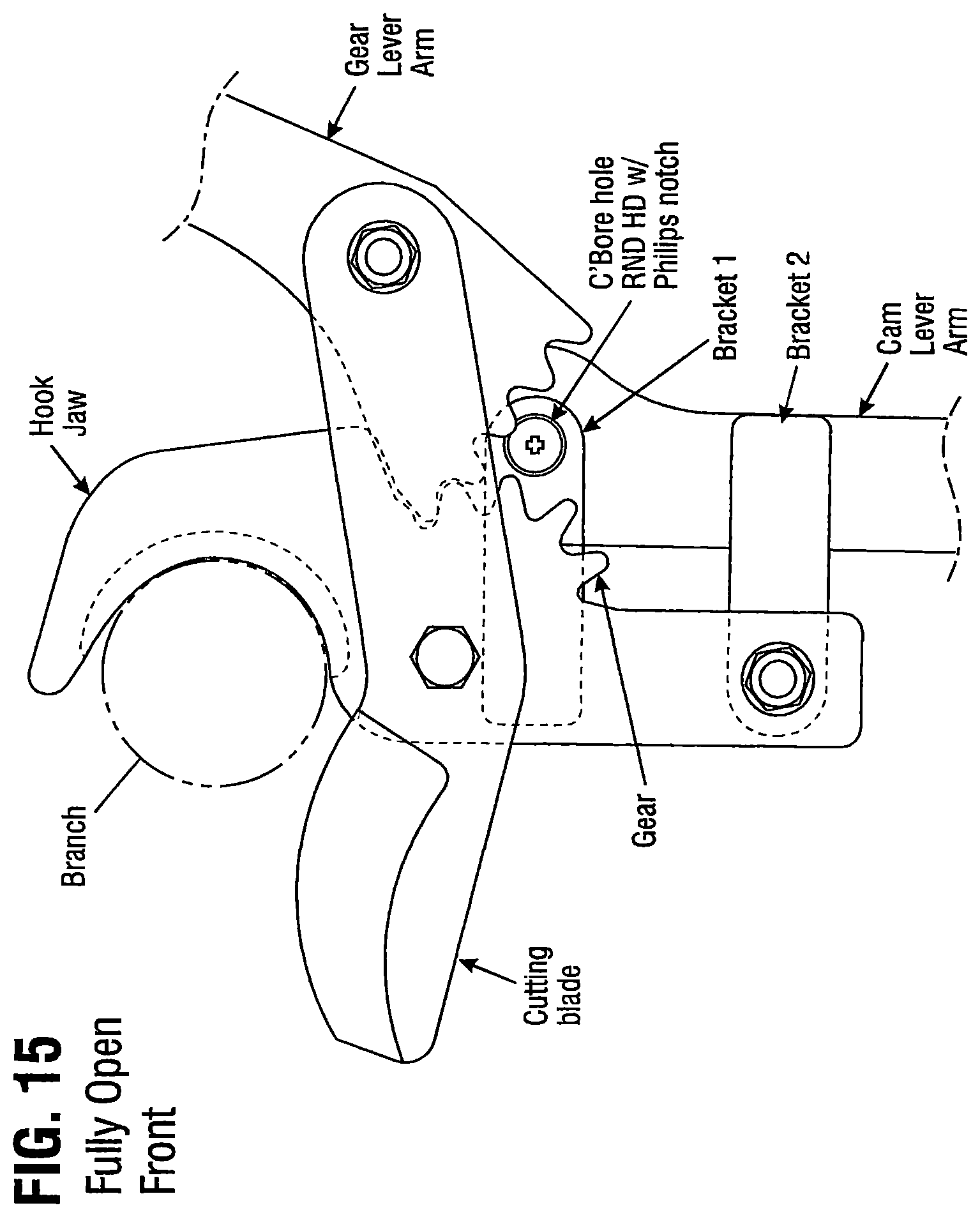 Patent US12564139 Figure 8 – Geared lopper with additional leverage