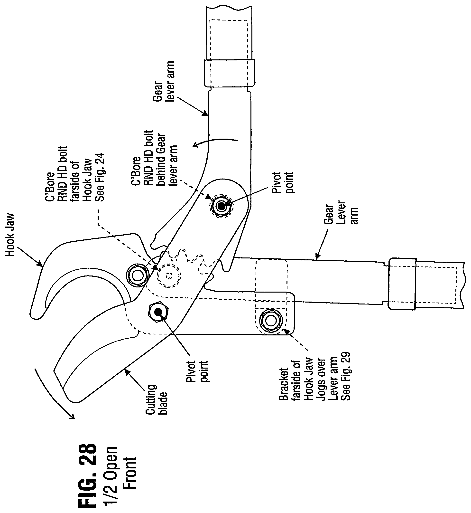 Patent US12564139 Figure 13 – Geared lopper with additional leverage