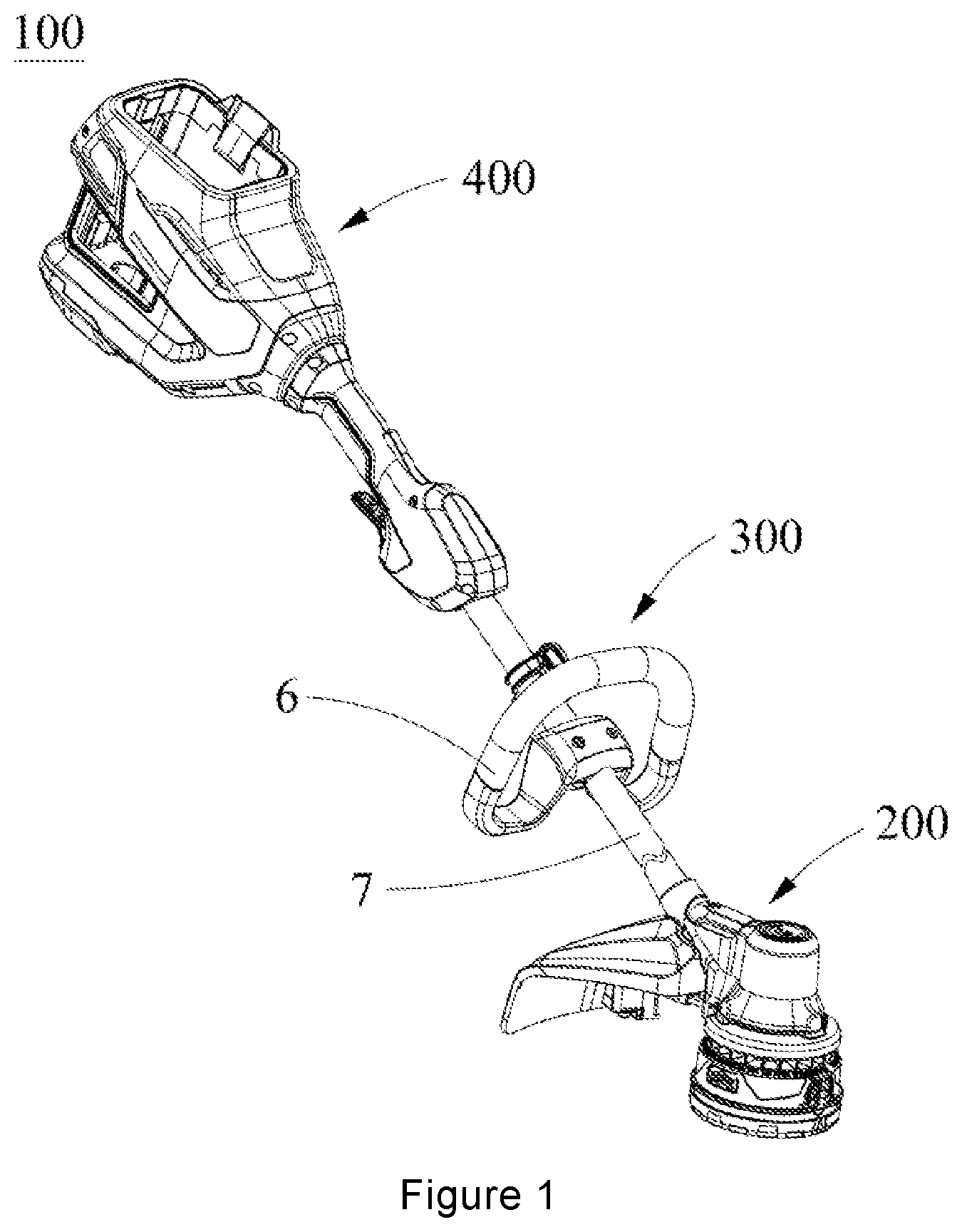 Patent US12564140 Figure 1 – Driving assembly and garden tool