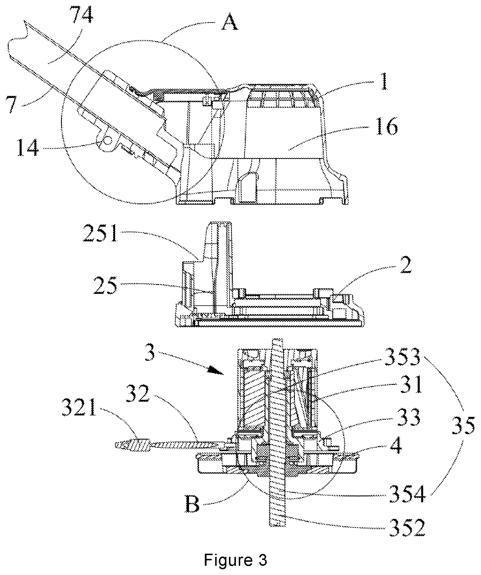 Patent US12564140 Figure 3 – Driving assembly and garden tool