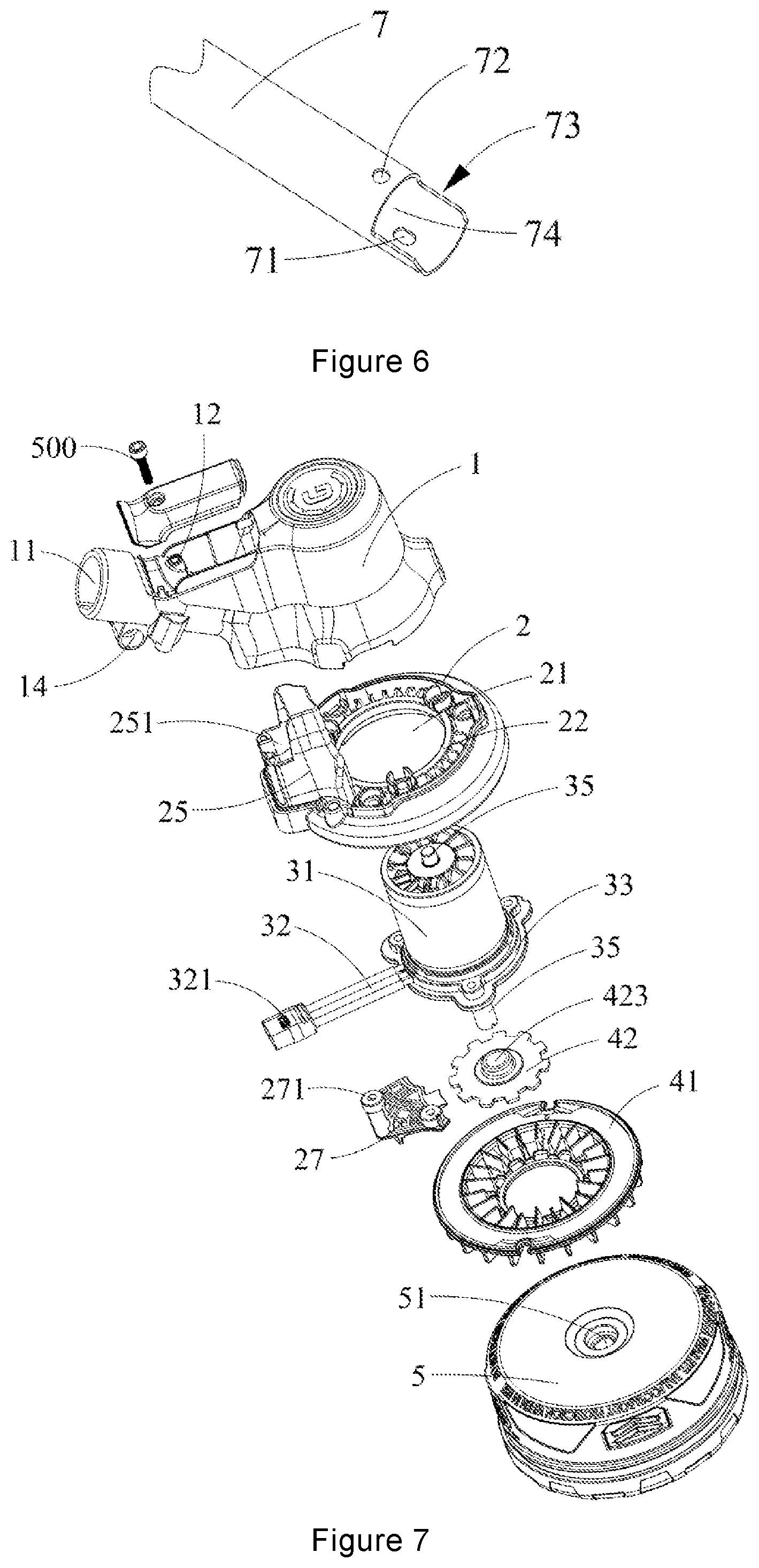 Patent US12564140 Figure 5 – Driving assembly and garden tool