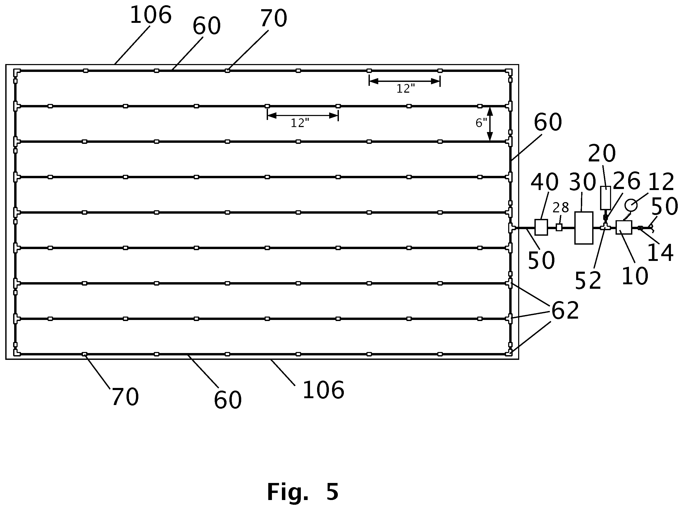 Patent US12564145 Figure 4 – Underground irrigation system with liquid and granular additive capabilities