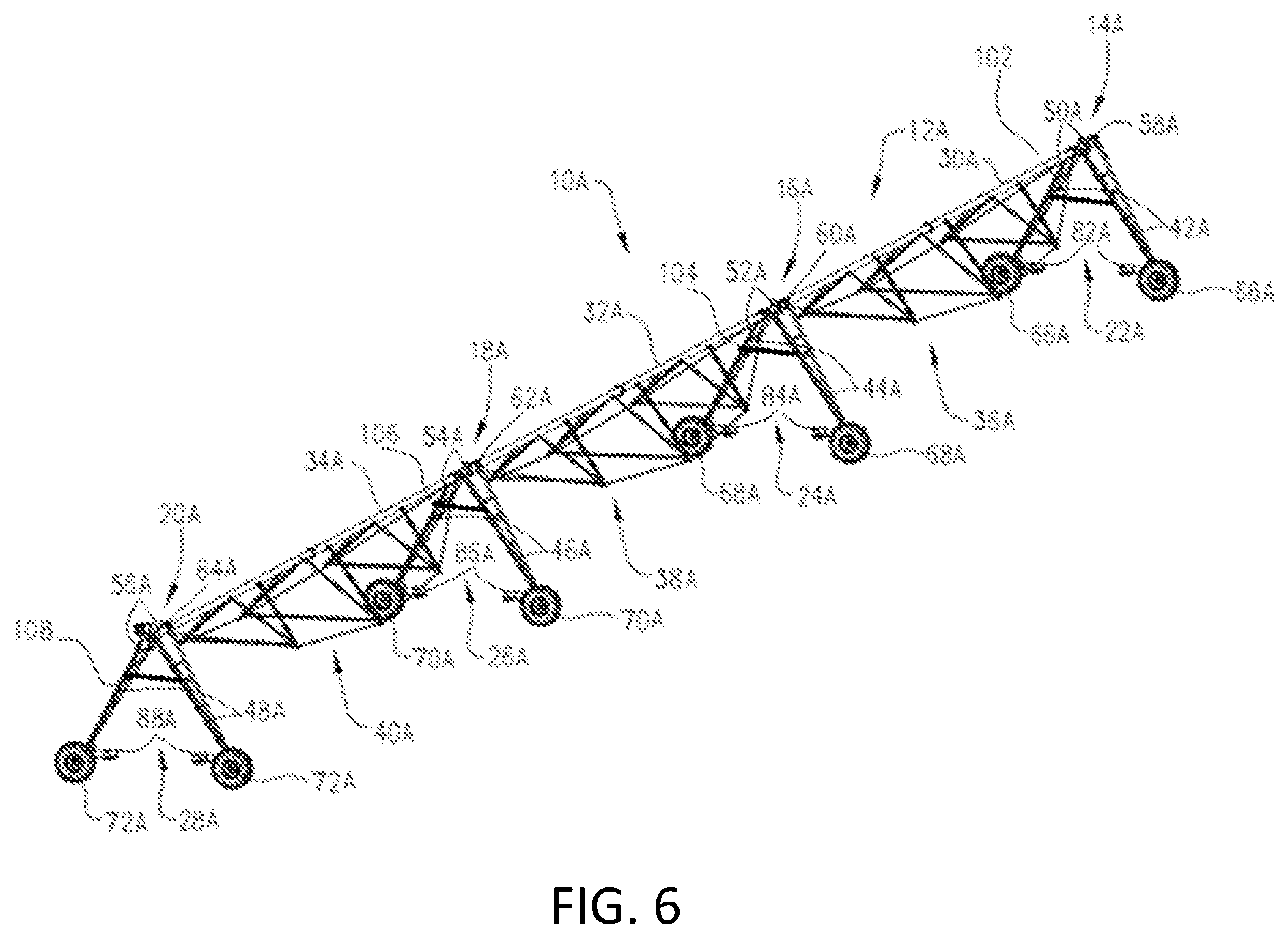 Patent US12564146 Figure 5 – Irrigation system with height-adjusting system for adjusting tower height