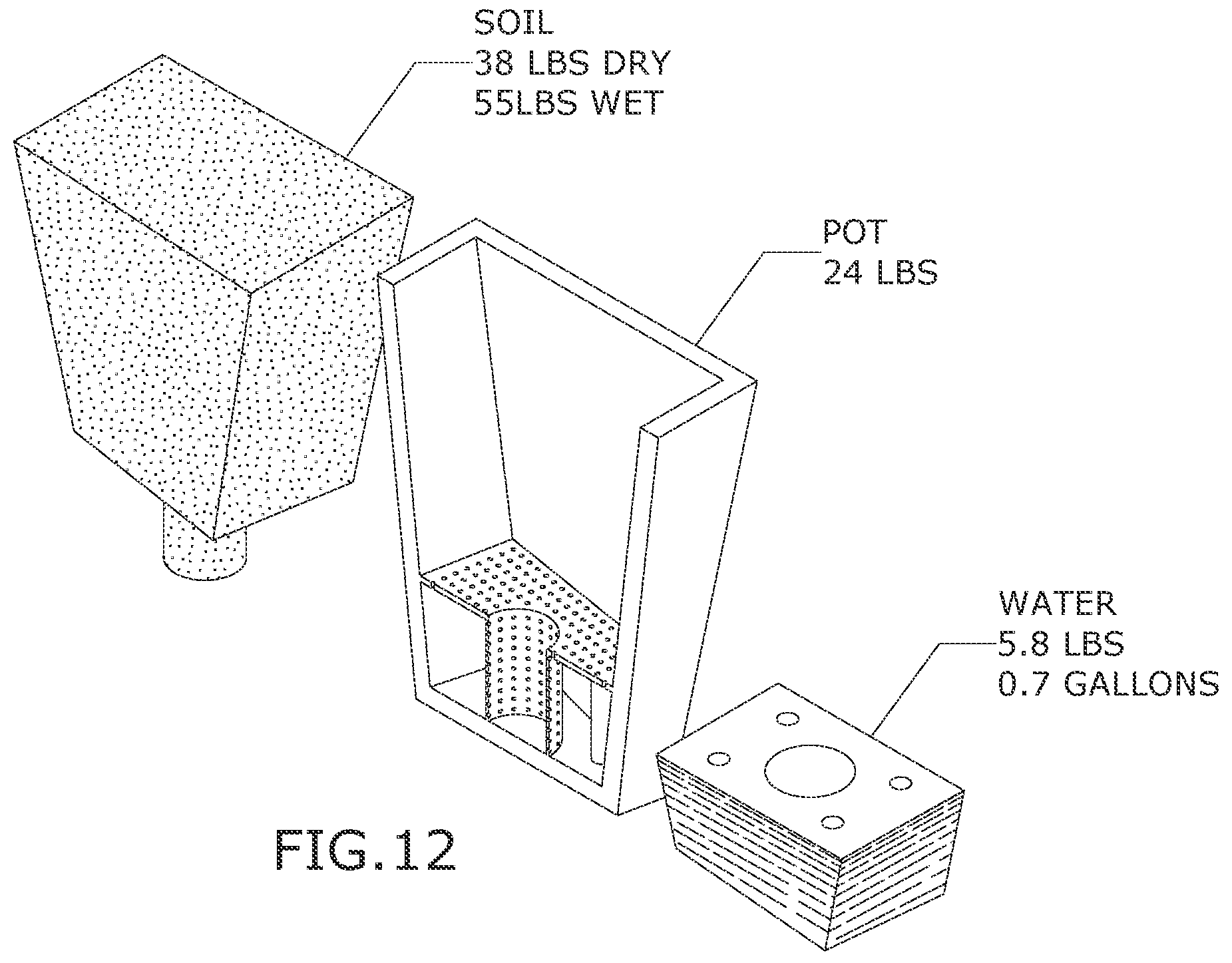 Patent US12564147 Figure 5 – Closed loop self-watering sub-irrigation planter